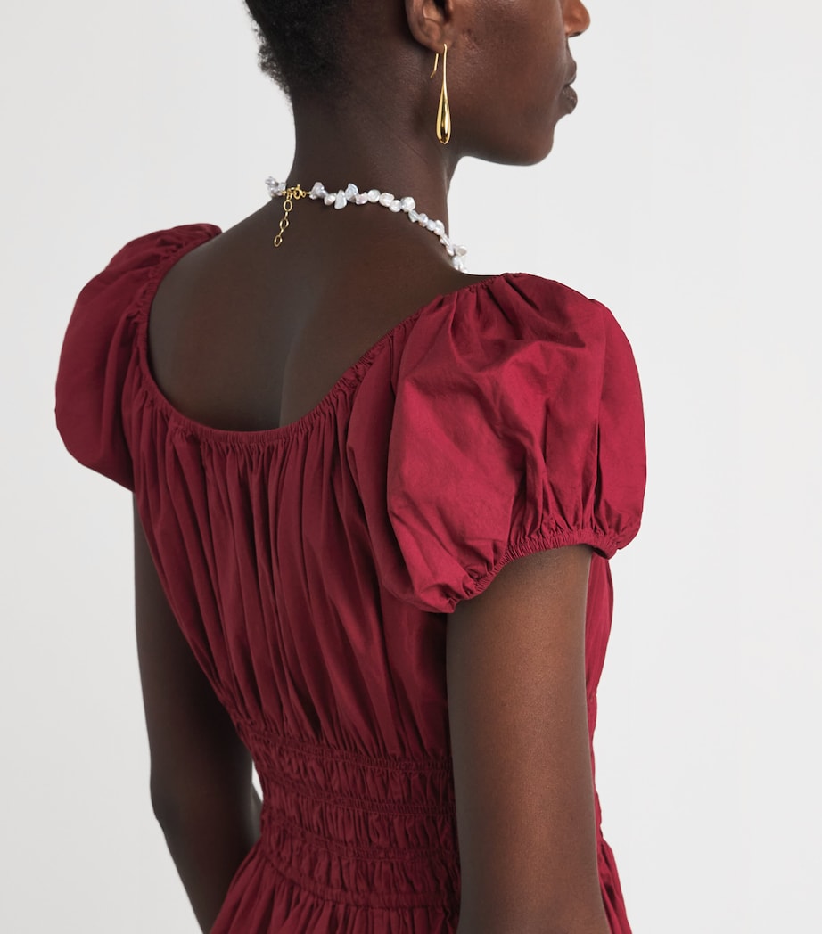 DÔEN Womens Organic Cotton Quinley Midi Dress Deep Ruby Image 3
