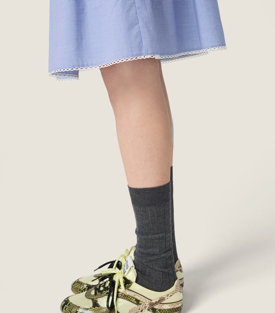 Miu Miu Womens Cotton Gingham Midi Skirt Image 3