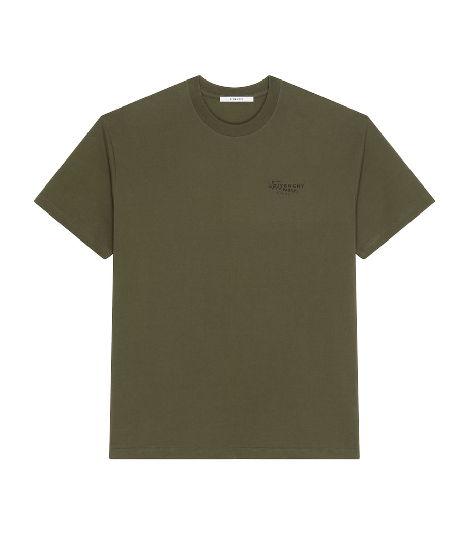 Cotton Stamp Print T-Shirt KHAKI Image 1