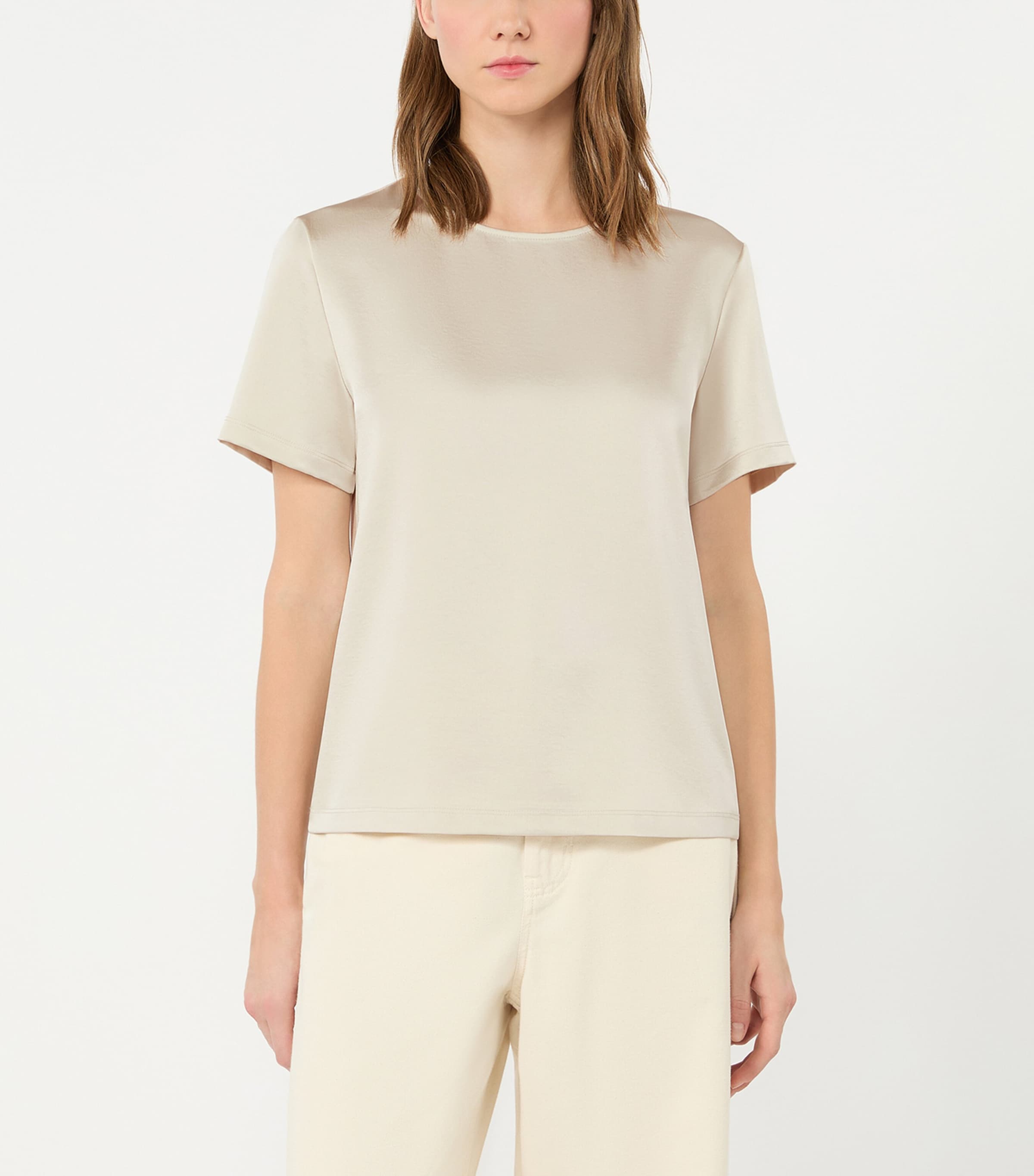 Weekend Max Mara Womens Satin Short-Sleeve Blouse Ivory Image 2