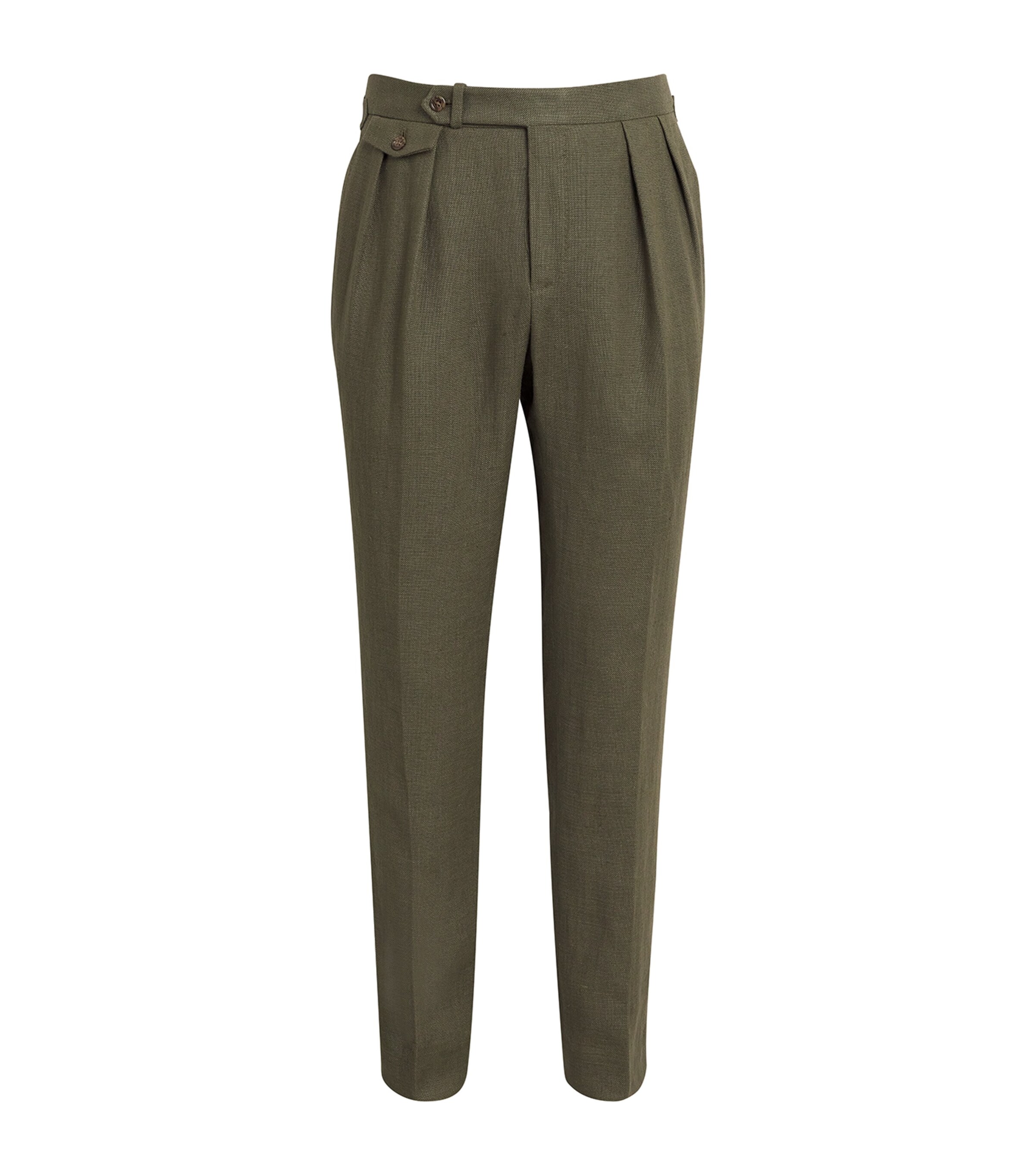 Polo Ralph Lauren Mens Linen Dobby Pleated Trousers Armadillo Image 1