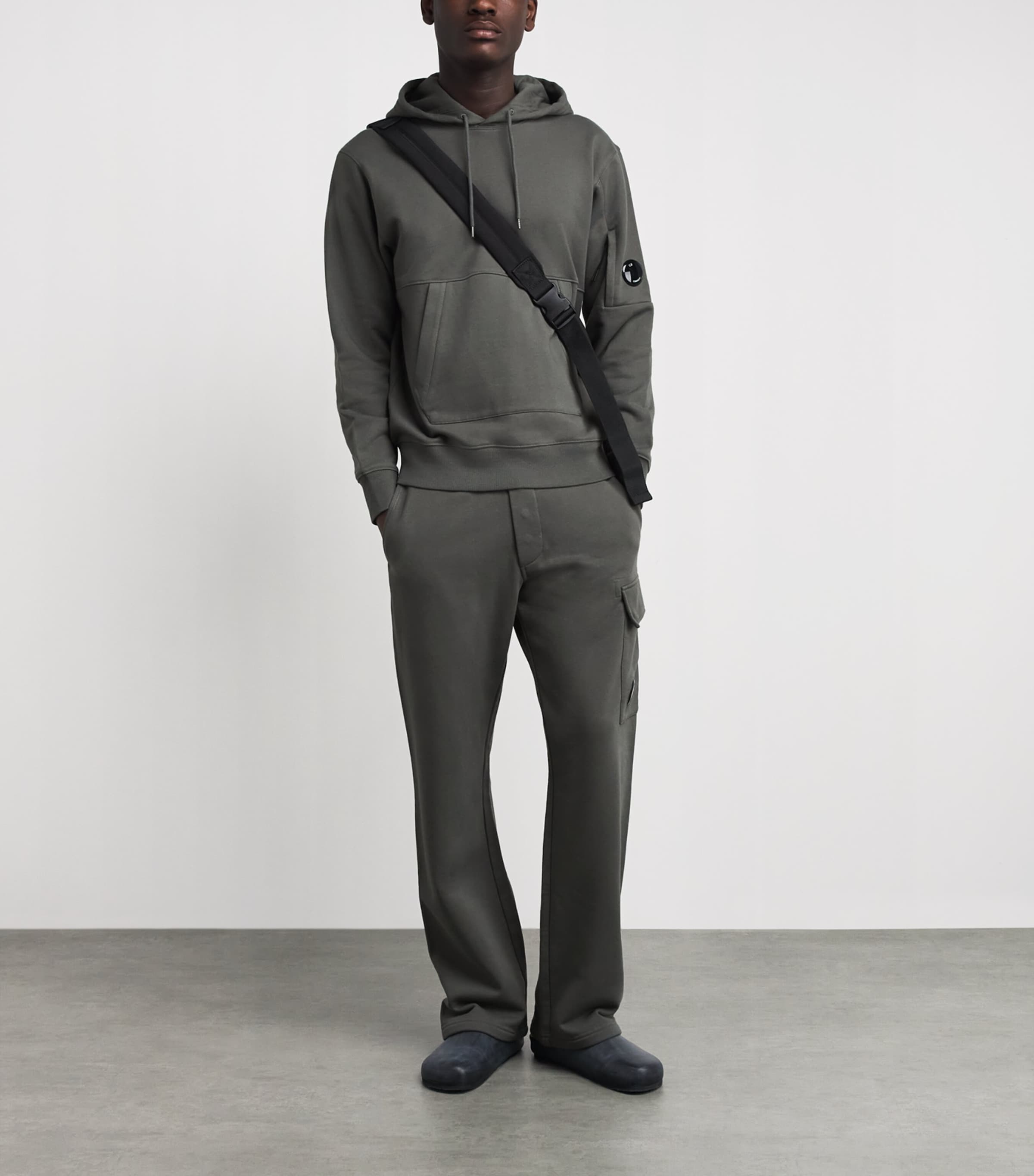 C.P. Company Mens Cotton Goggle-Pocket Hoodie Gunmetal Image 2