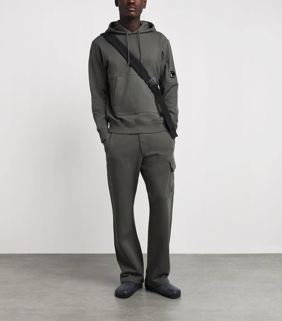 C.P. Company Mens Cotton Goggle-Pocket Hoodie Gunmetal Image 2