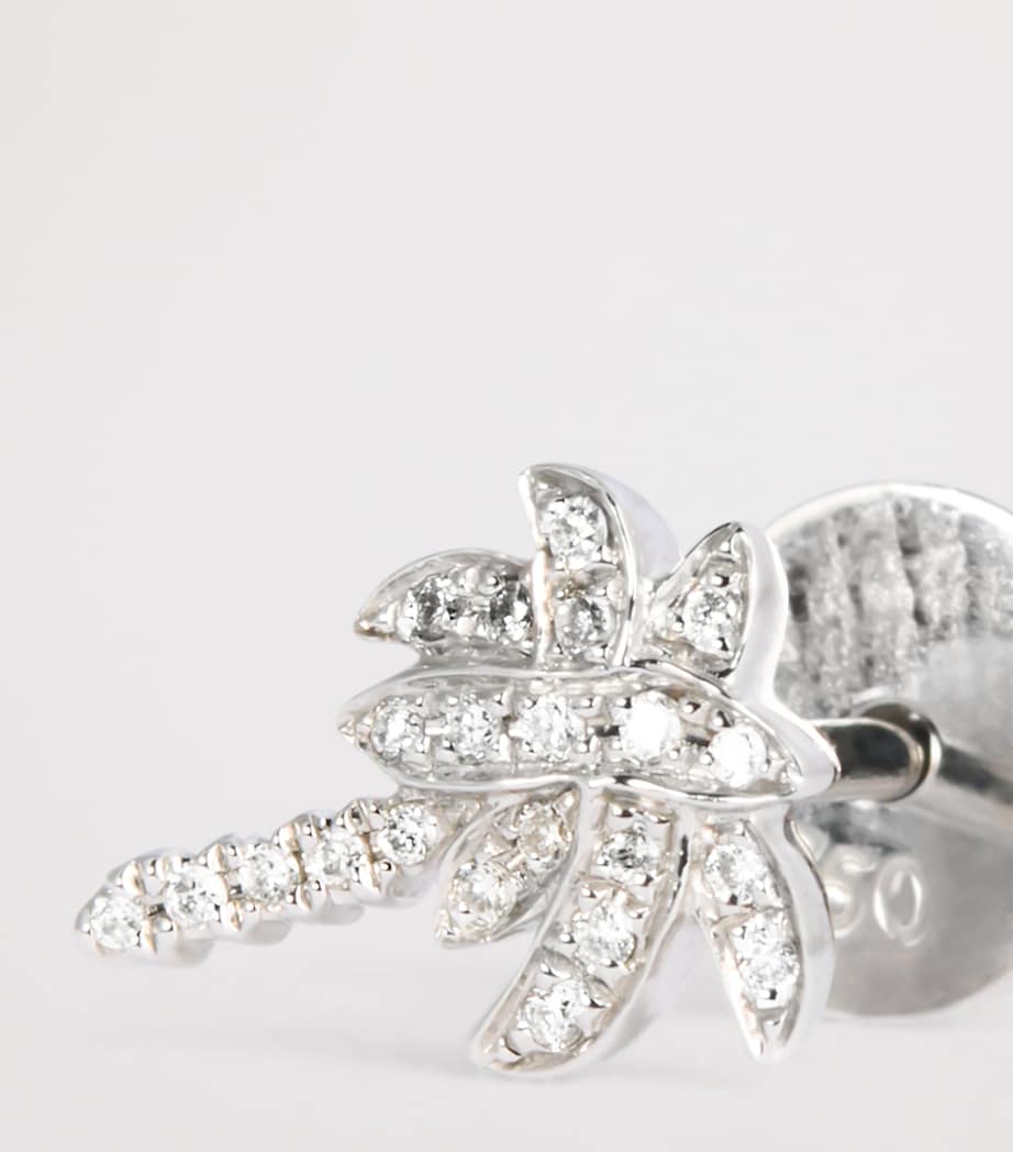 White Gold and Diamond Palm Tree Single Earring WHITE GOLD Image 5