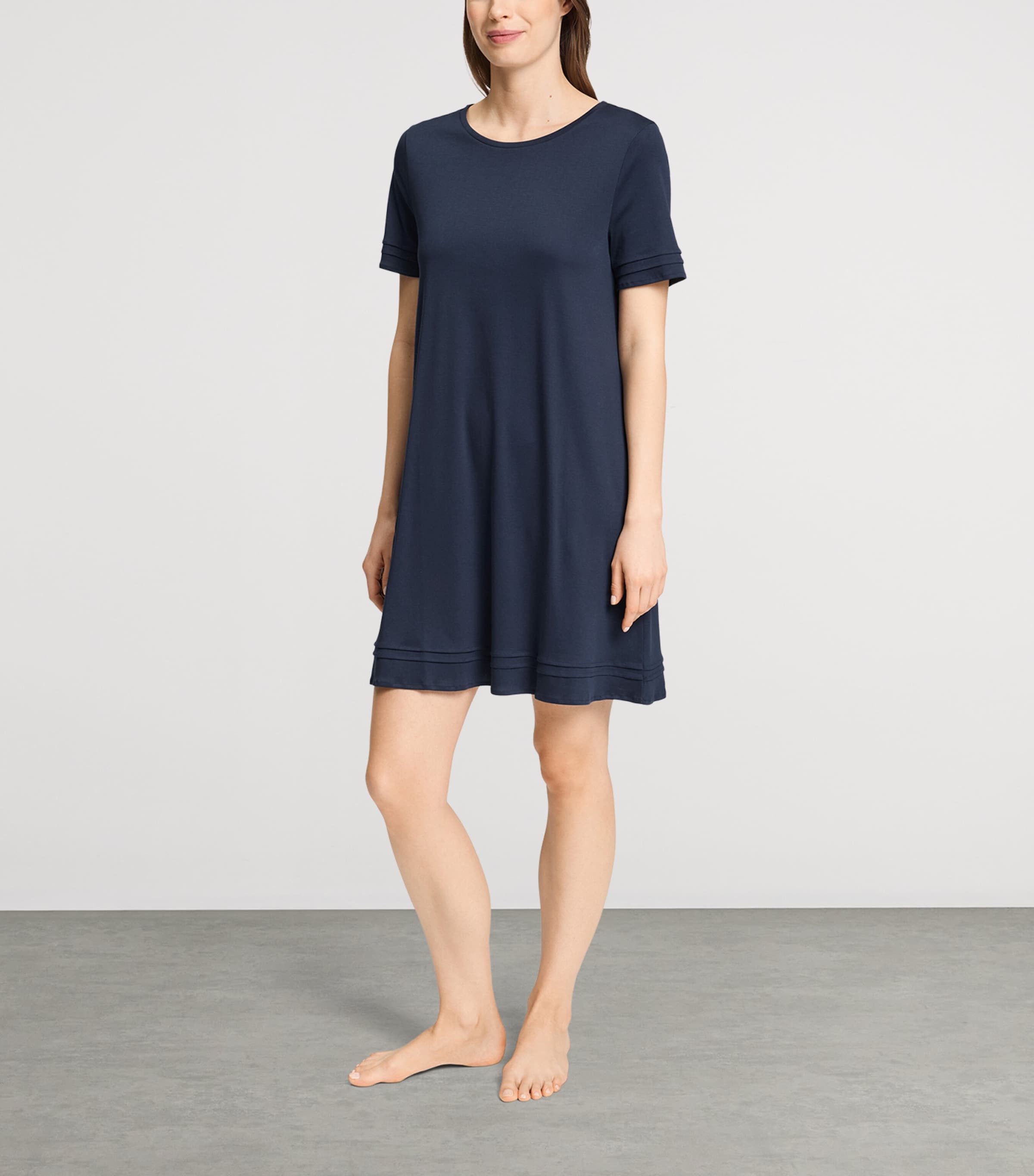Hanro Womens Cotton Pilar Nightdress Deep Navy Image 2