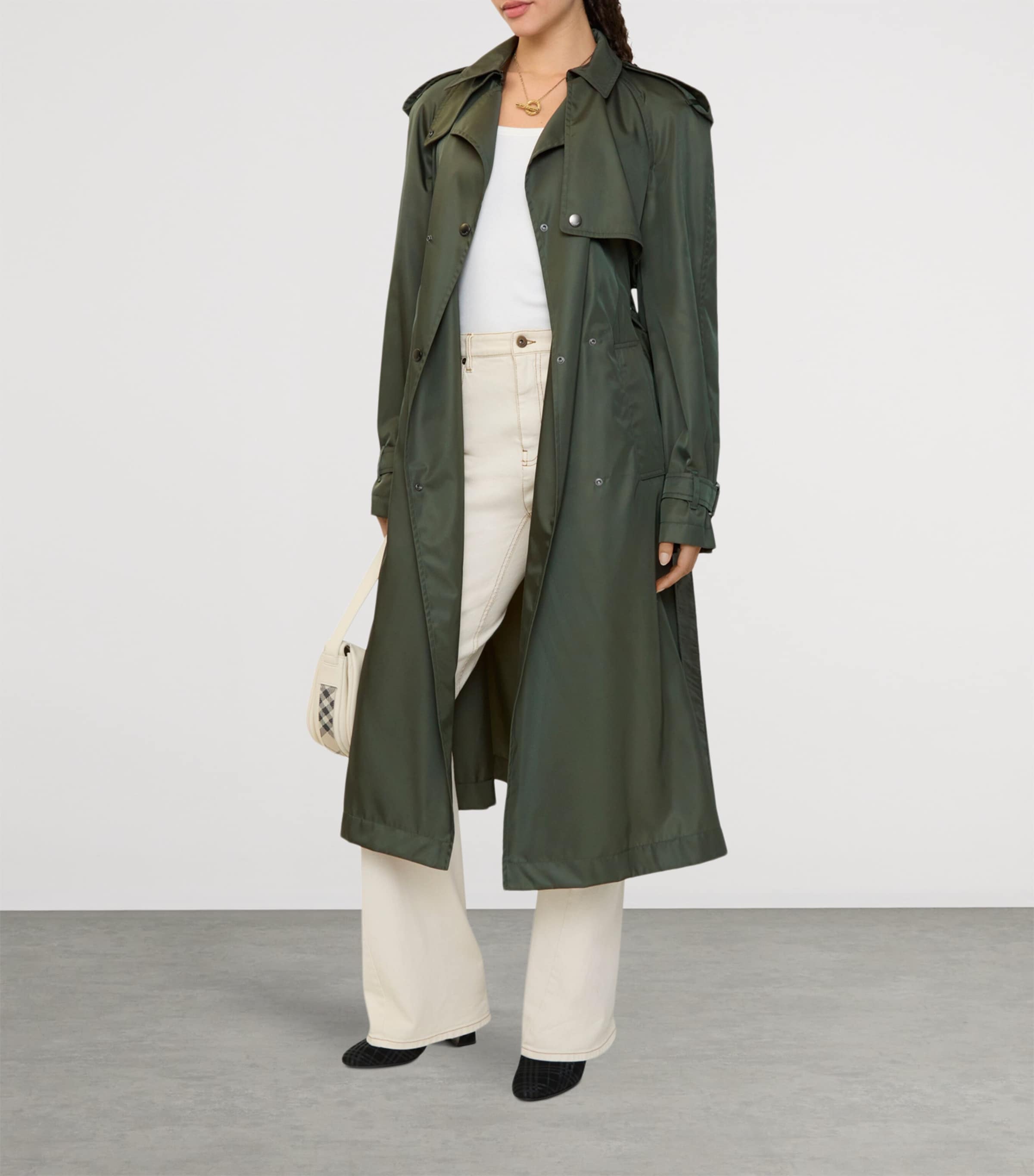 Long Hooded Trench Coat MARROW GREEN Image 3