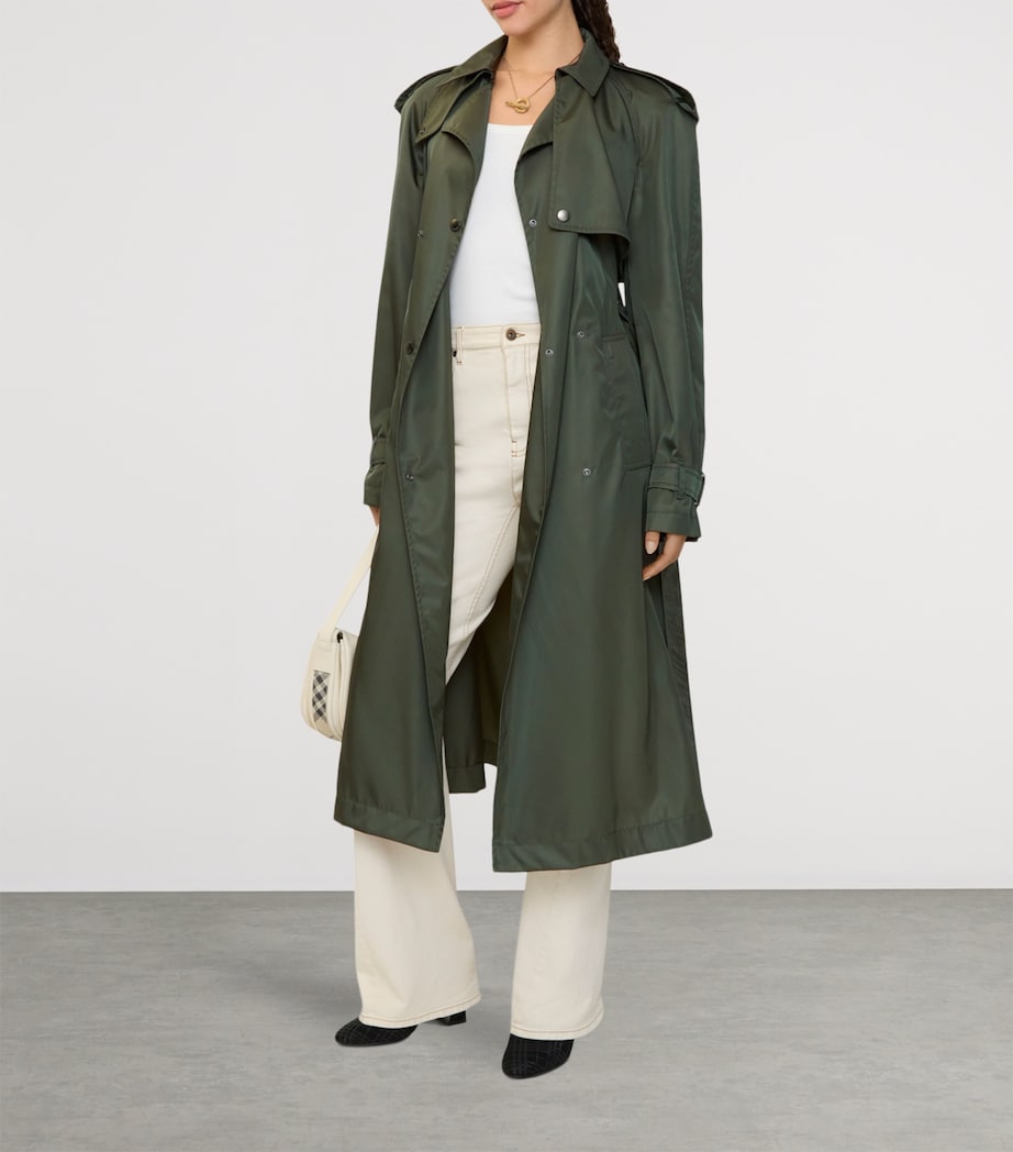 Long Hooded Trench Coat MARROW GREEN Image 3