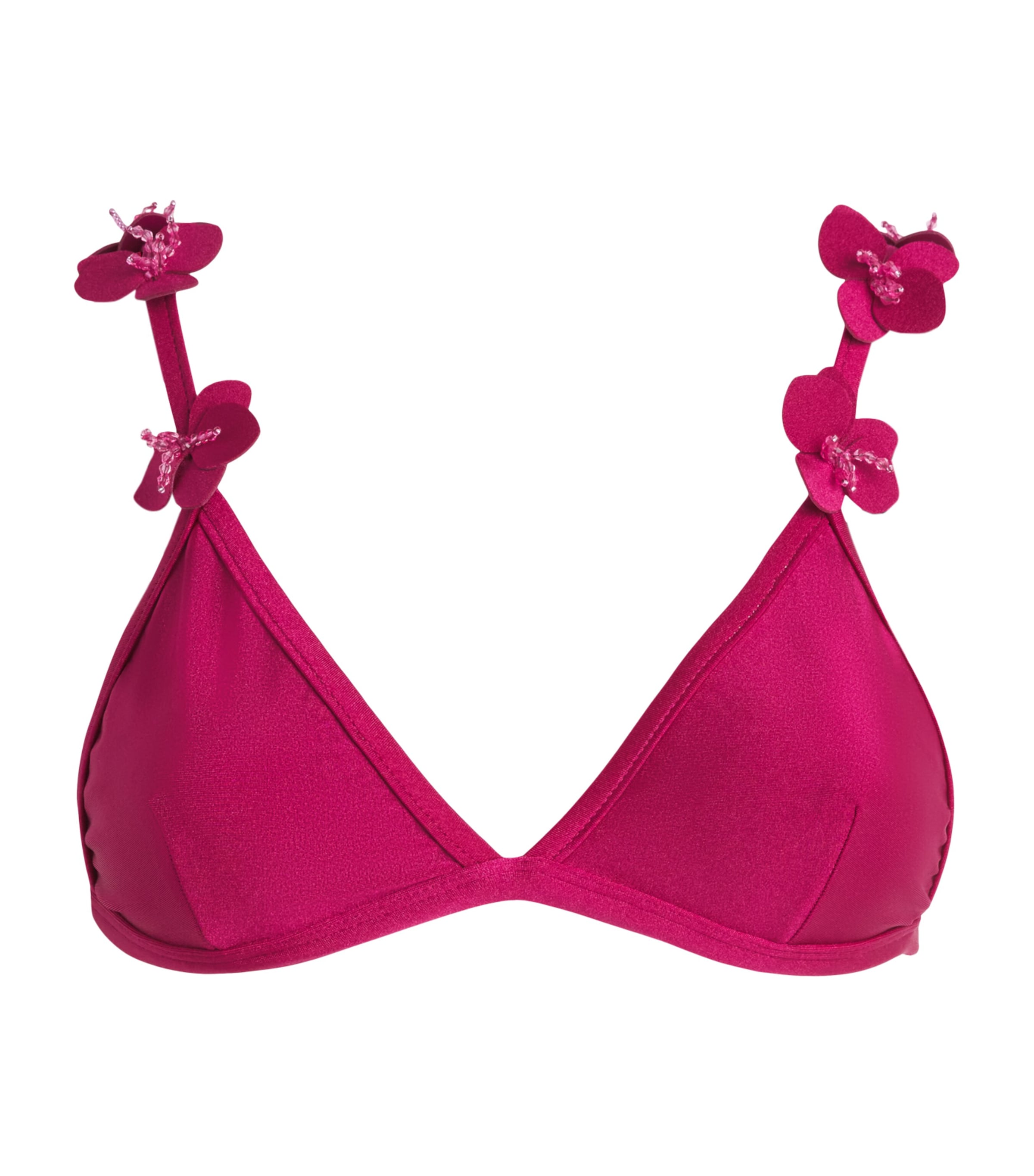 PatBO Womens Floral Triangle Bikini Top Magenta Image 1