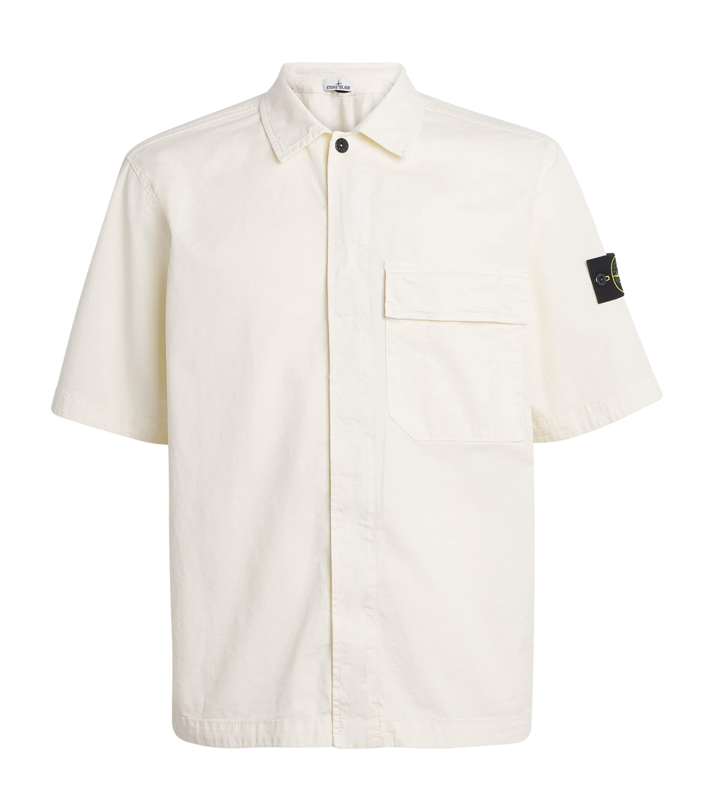 Stone Island Mens Stretch-Cotton Twill Shirt Image 1
