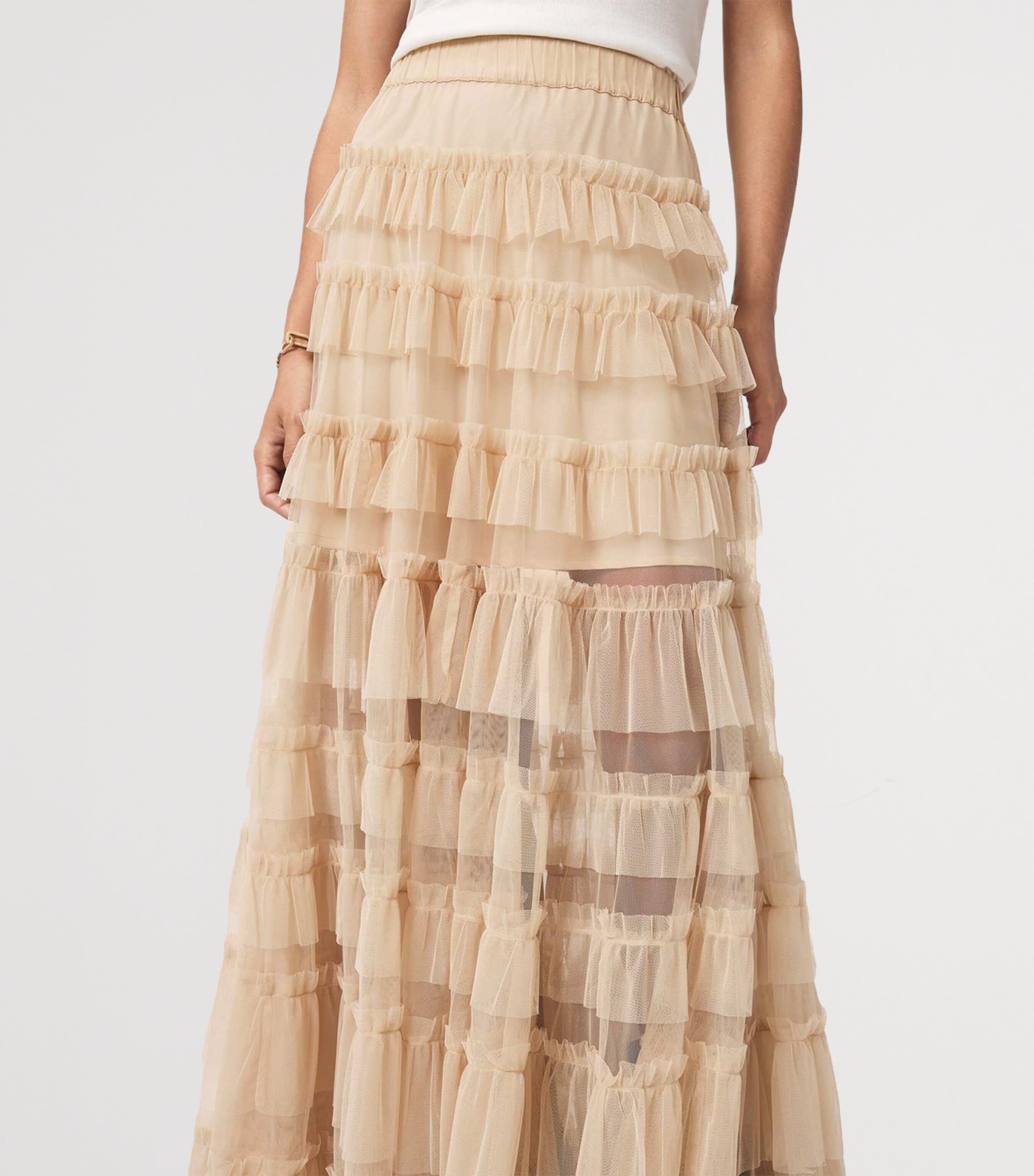 Tulle Ruffled Aude Maxi Skirt BLUSH PINK Image 8