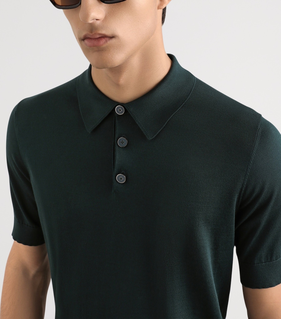 Dolce&Gabbana Mens Silk Polo Sweater Dark Gree Image 3