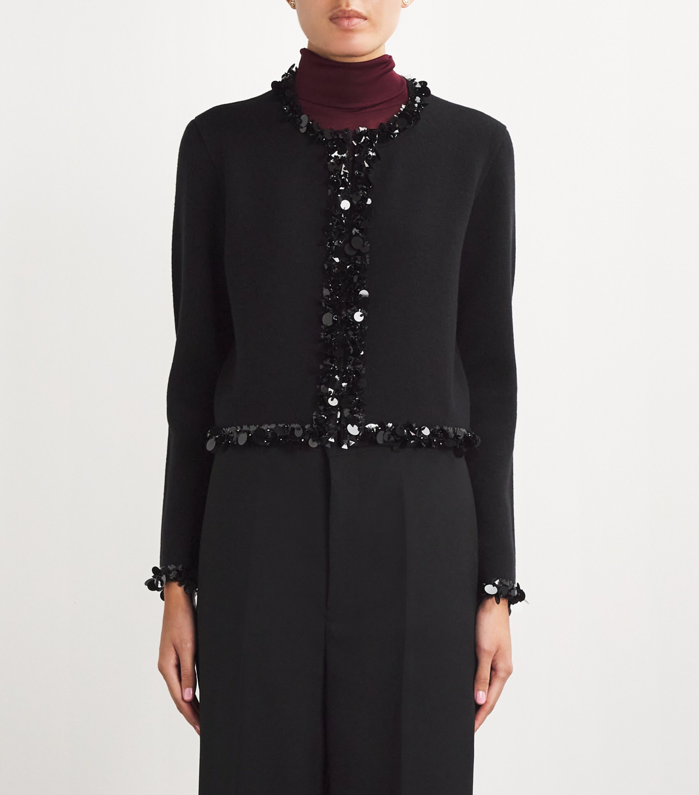 Tory Burch Womens Embellished Kendra Cardigan Black Image 3