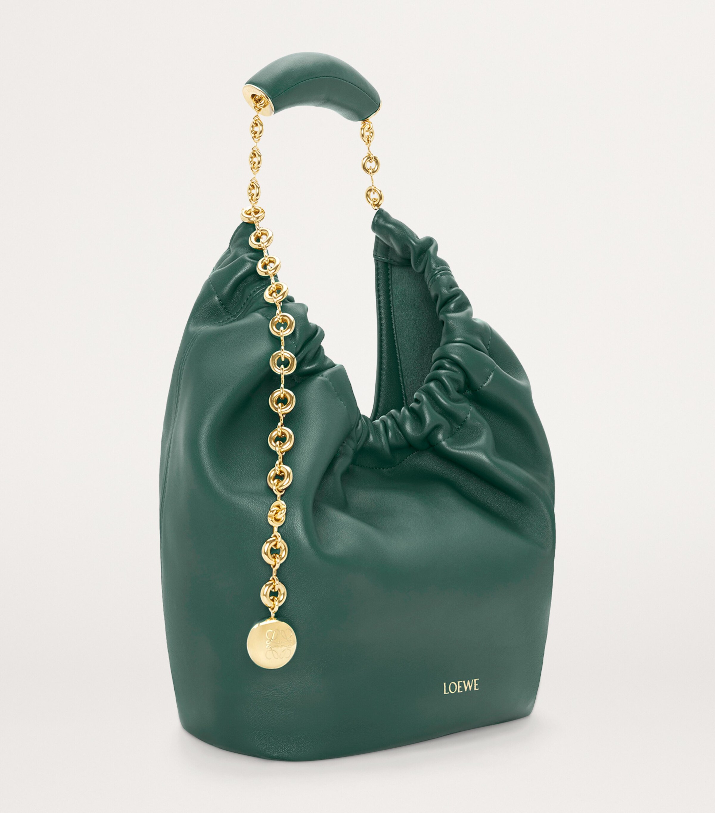 Small Leather Squeeze Top-Handle Bag VETIVER Image 4