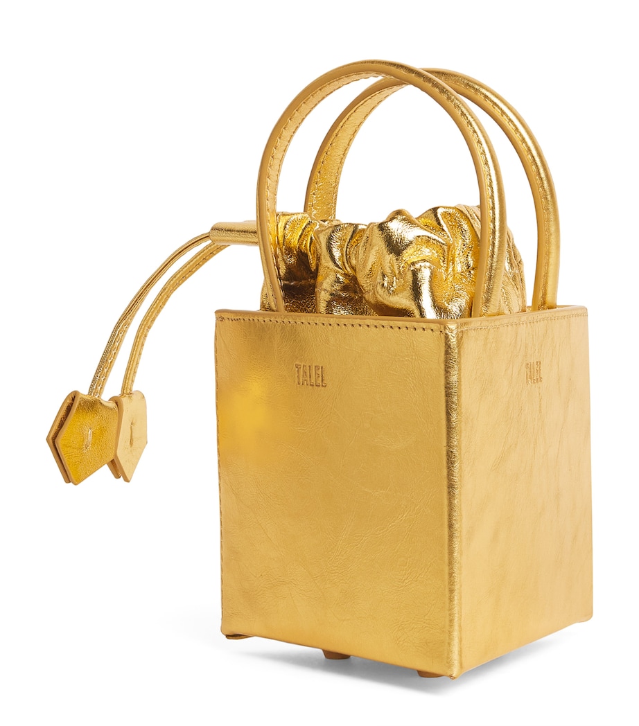 Talel Paris Metallic Leather Triangle Top-Handle Bag Gold Image 1