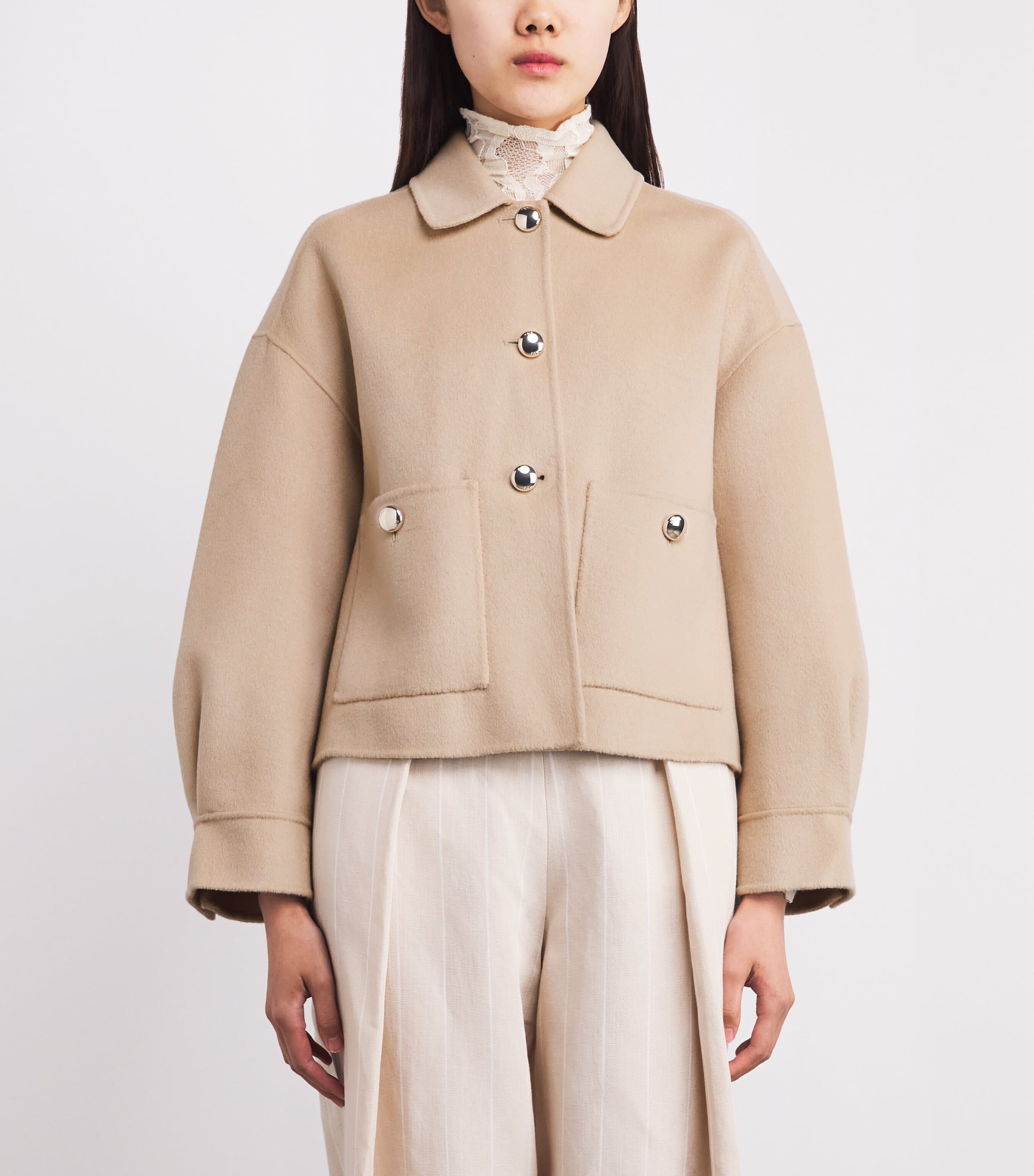 Wool-Blend Cropped Jacket BEIGE Image 3