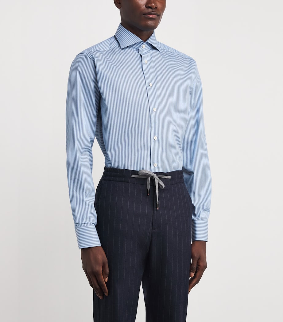 Cotton Twill Stripe Slim Shirt LIGHT BLUE Image 3