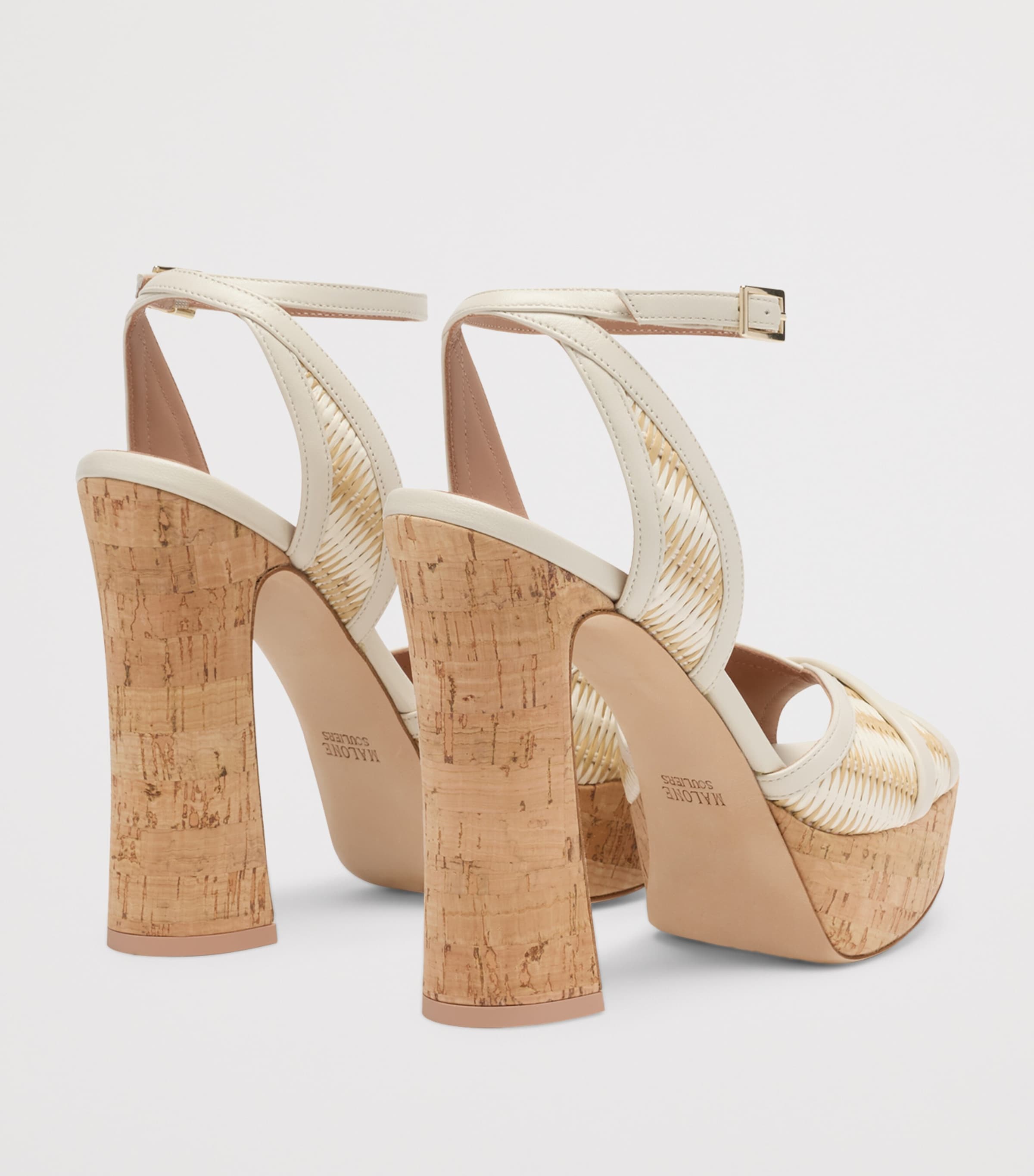 Malone Souliers Raffia Sylvie Platform Sandals 125 Cream Image 4