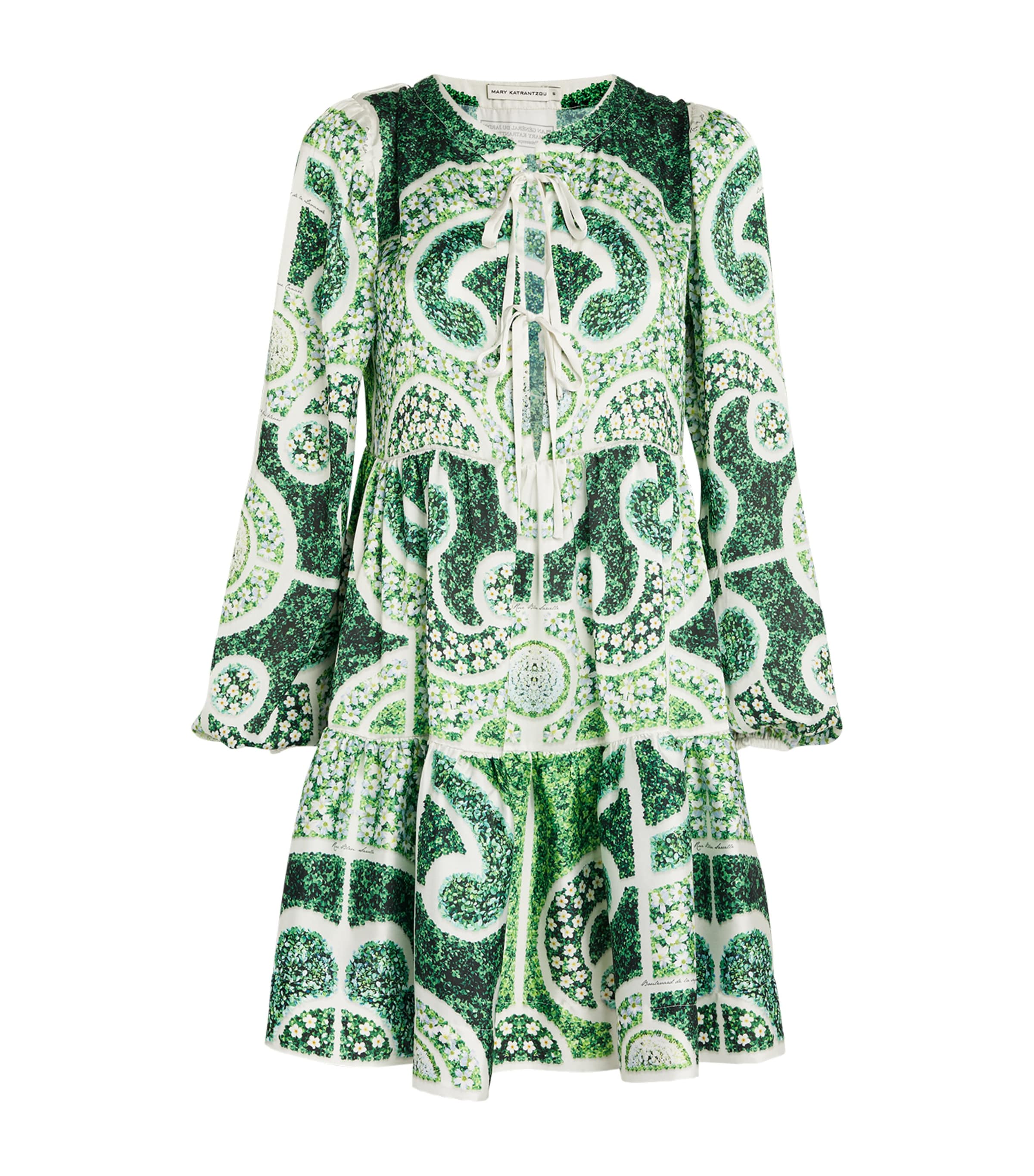 Shop Mary Katrantzou Green Topiary Tiered Midi Dress