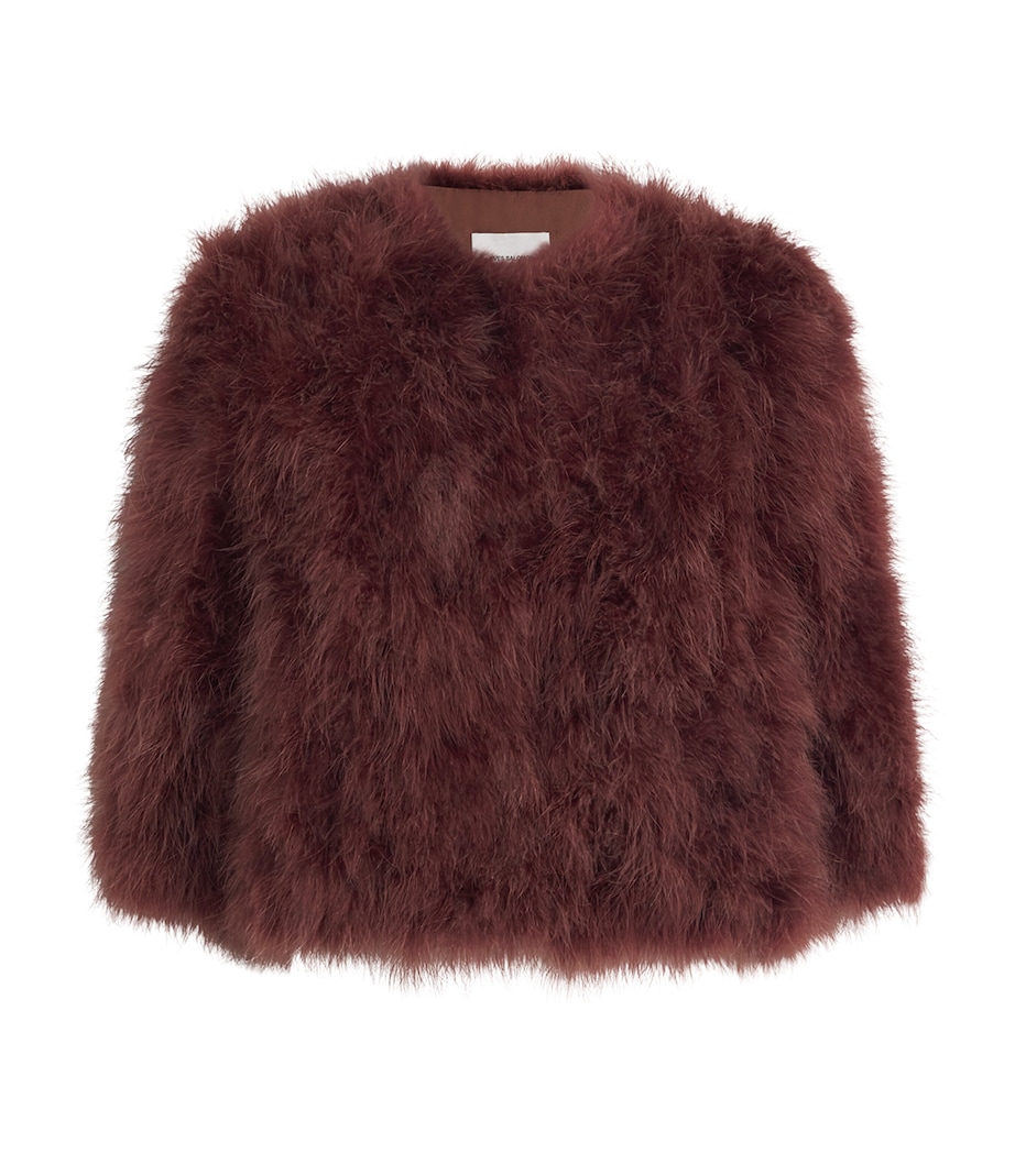 Yves Salomon Womens Feather Cropped Jacket Image 1