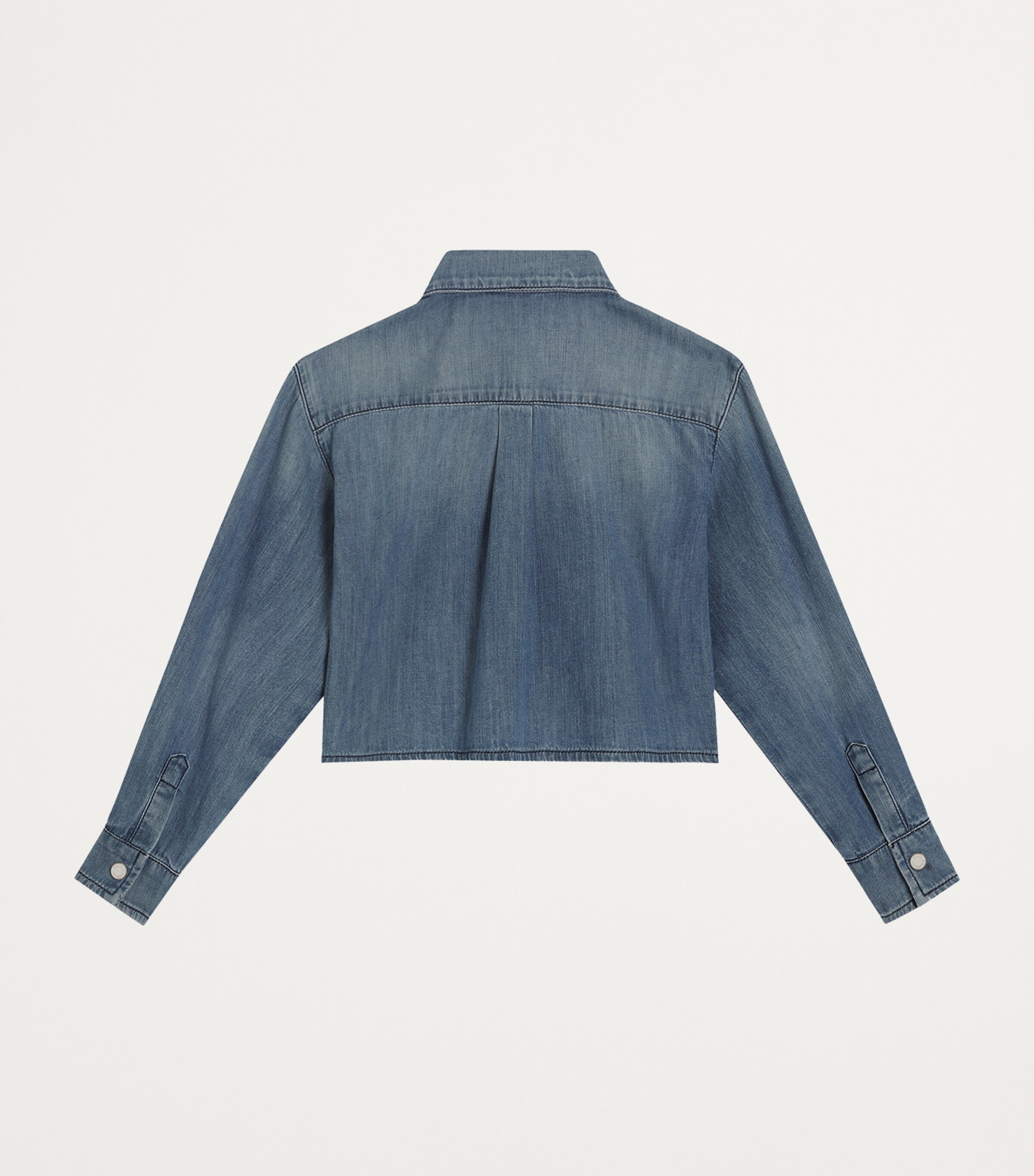 Denim Cropped Shirt (8-12+ Years) S9000-COMBI COLOUR Image 2