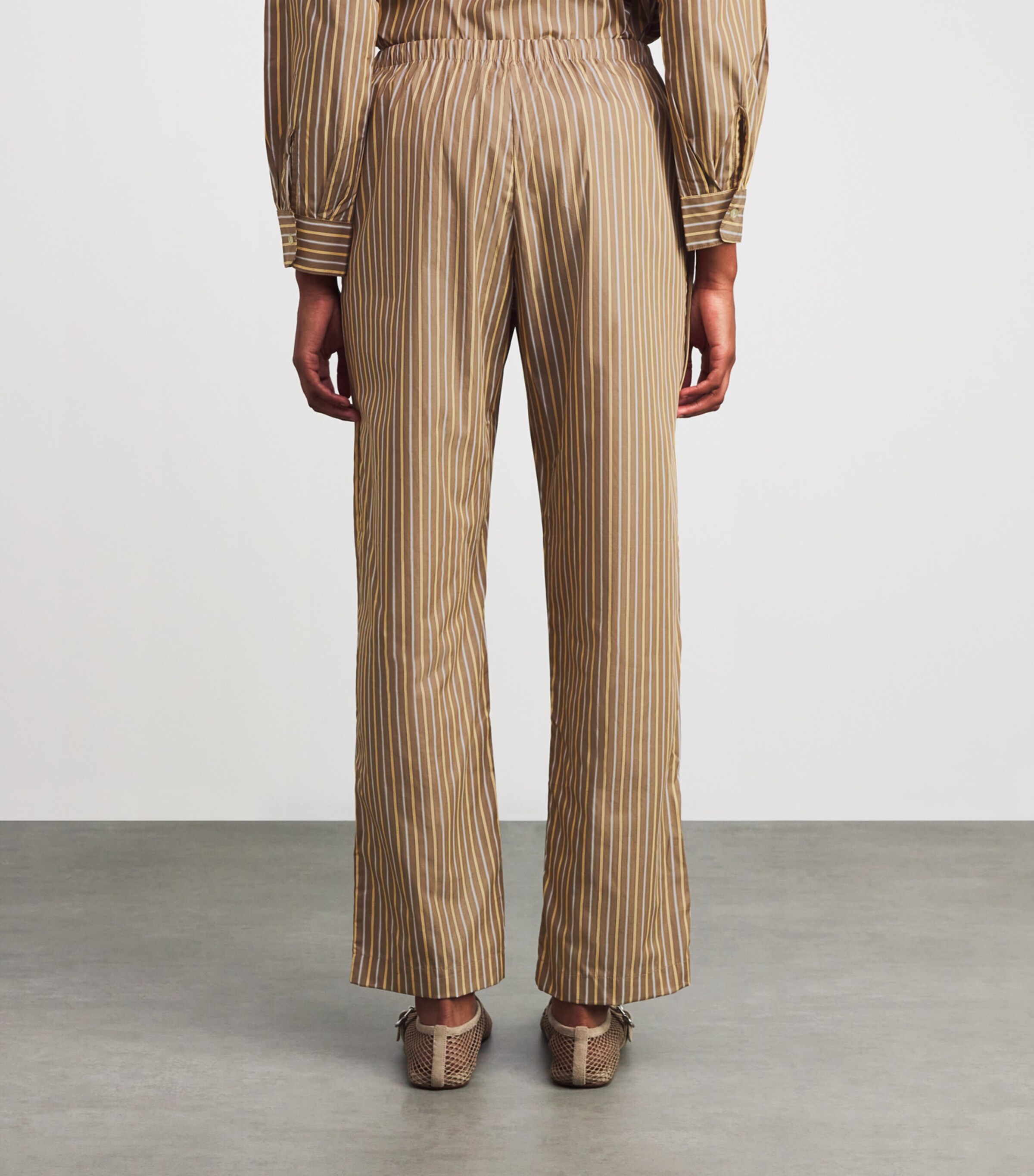 Cotton-Blend Stripe Yoshi Trousers MOCHA/BROWN STRIPE Image 4