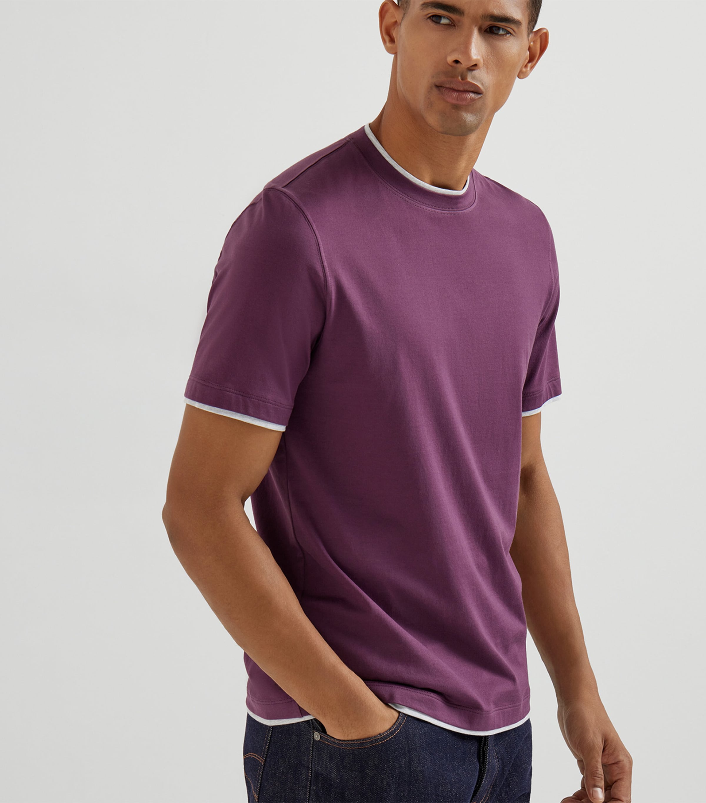 Cotton Faux-Layered T-Shirt CTF75 Image 2