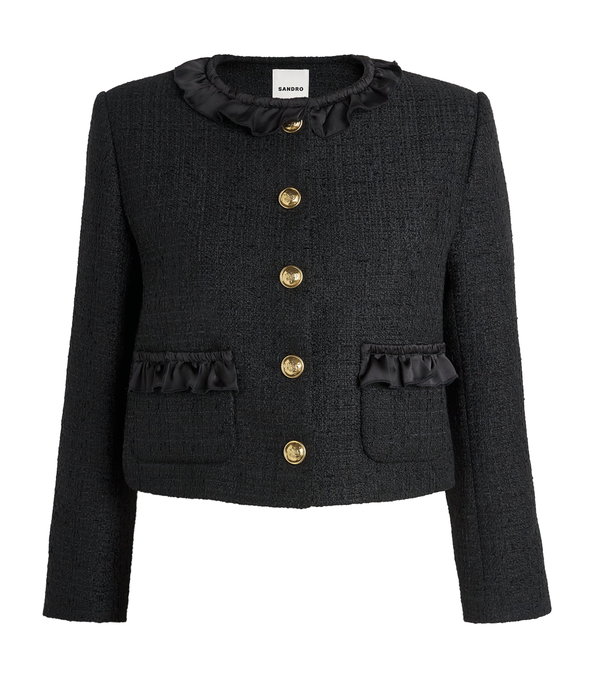 Sandro Ruffle Embellished Blazer In Black