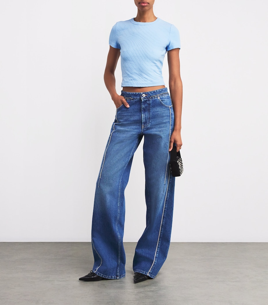 Alexander Wang Womens Logo Jacquard Baby T-Shirt Sky Blue Image 2