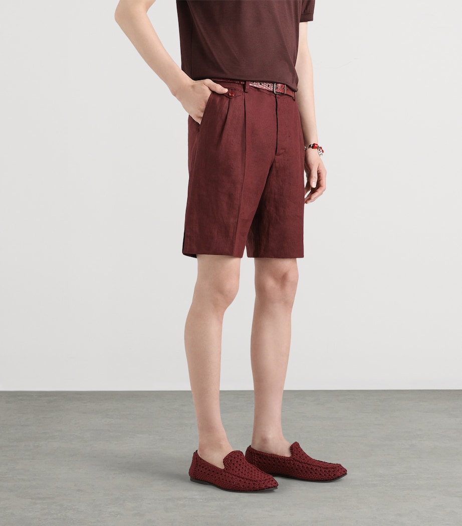 Dolce&Gabbana Mens Linen Tailored Shorts Brown Dark Vio Image 5