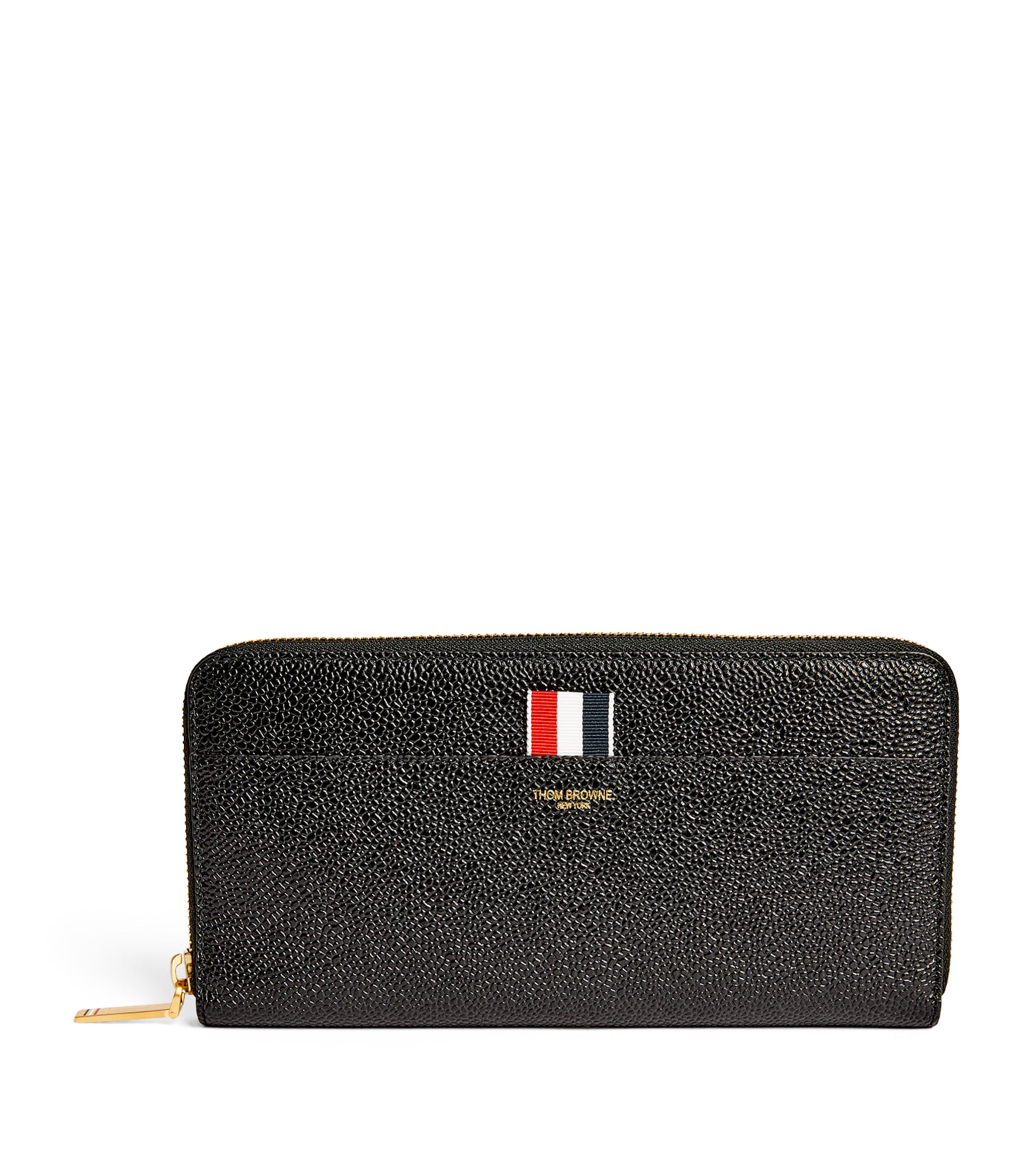 Thom Browne Leather Continental Zip Wallet In Gray