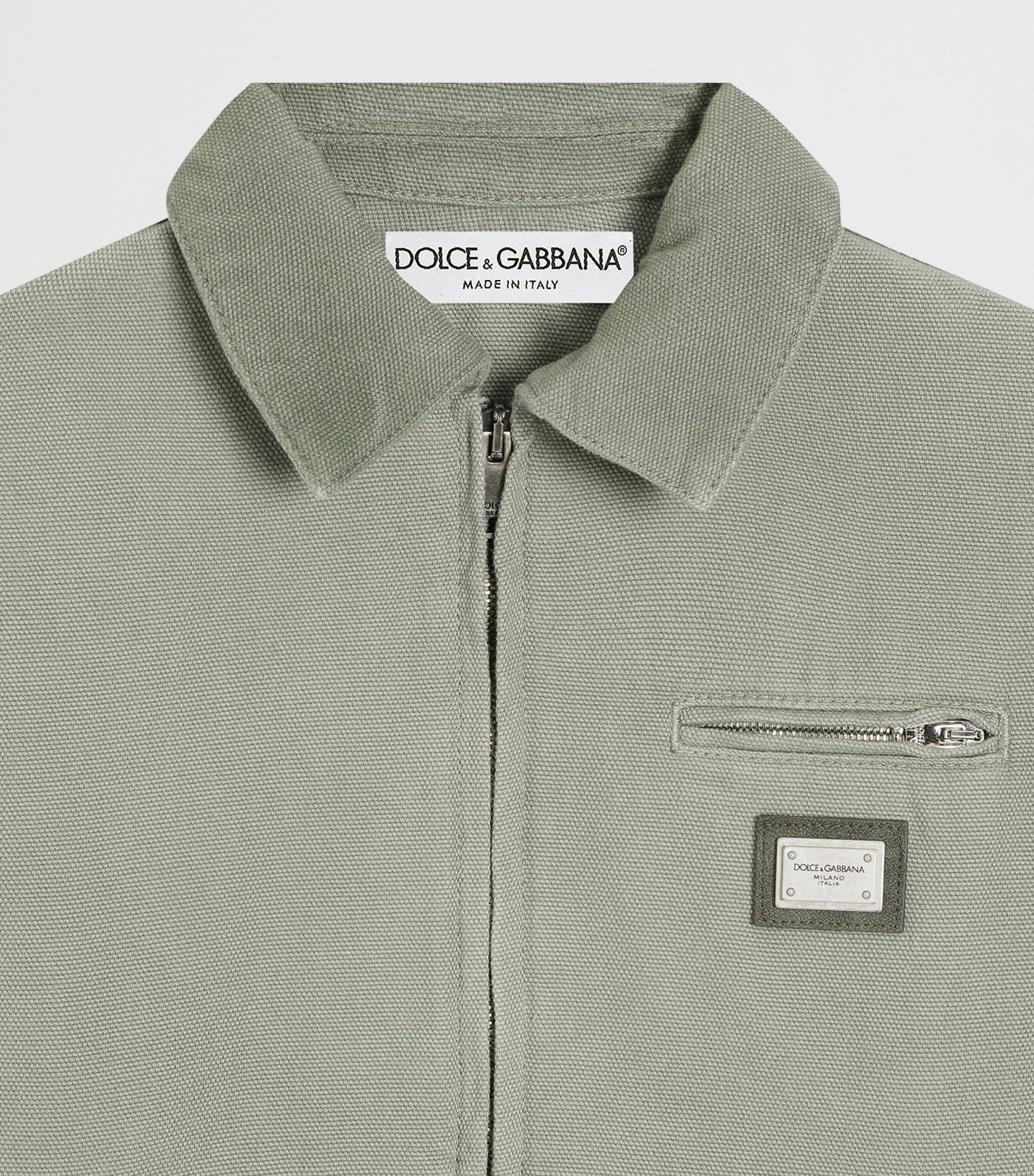 Dolce&Gabbana Kids Cotton Garment-Dyed Jacket (8-12+ Years) Grey Green Image 3