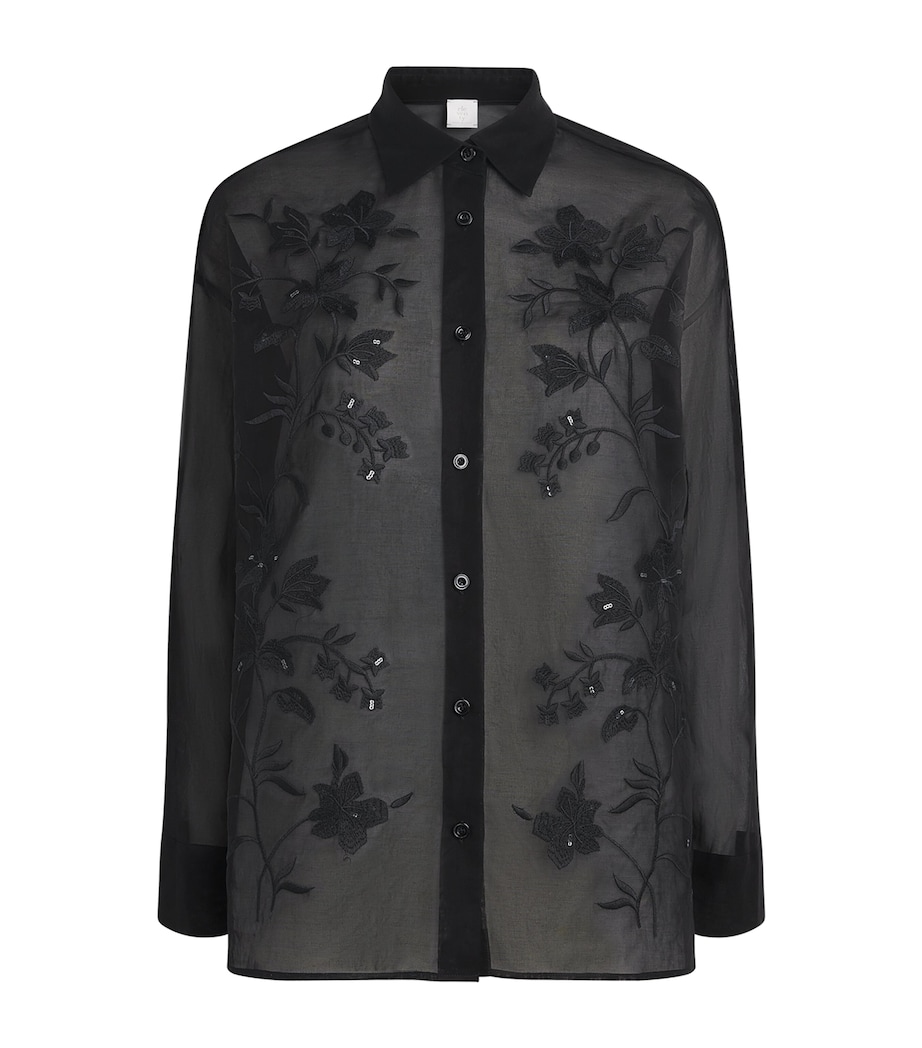 Eleventy Womens Cotton Embroidered Shirt Nero Image 1