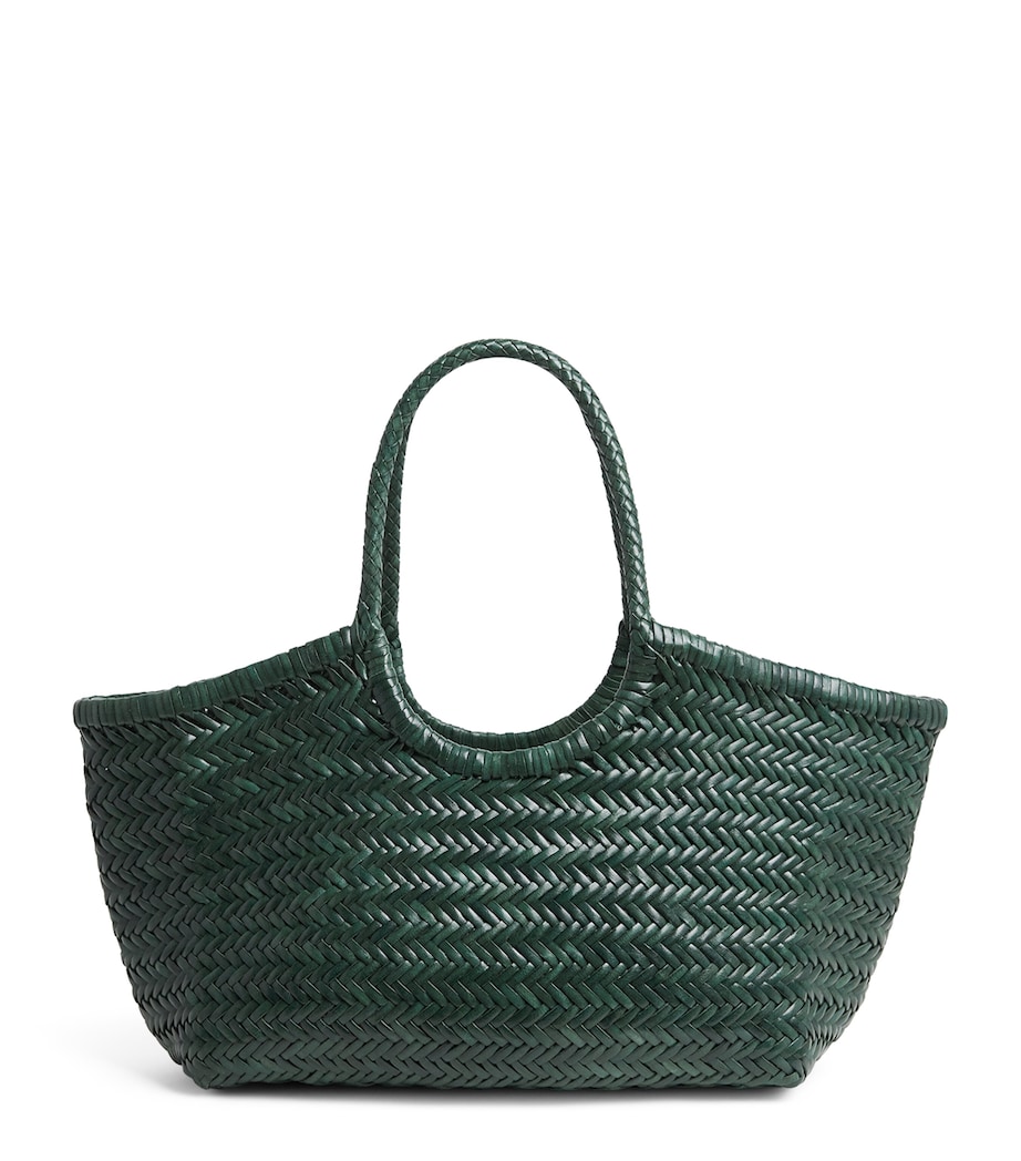 DRAGON DIFFUSION Large Leather Woven Nantucket Tote Bag Forest Image 1