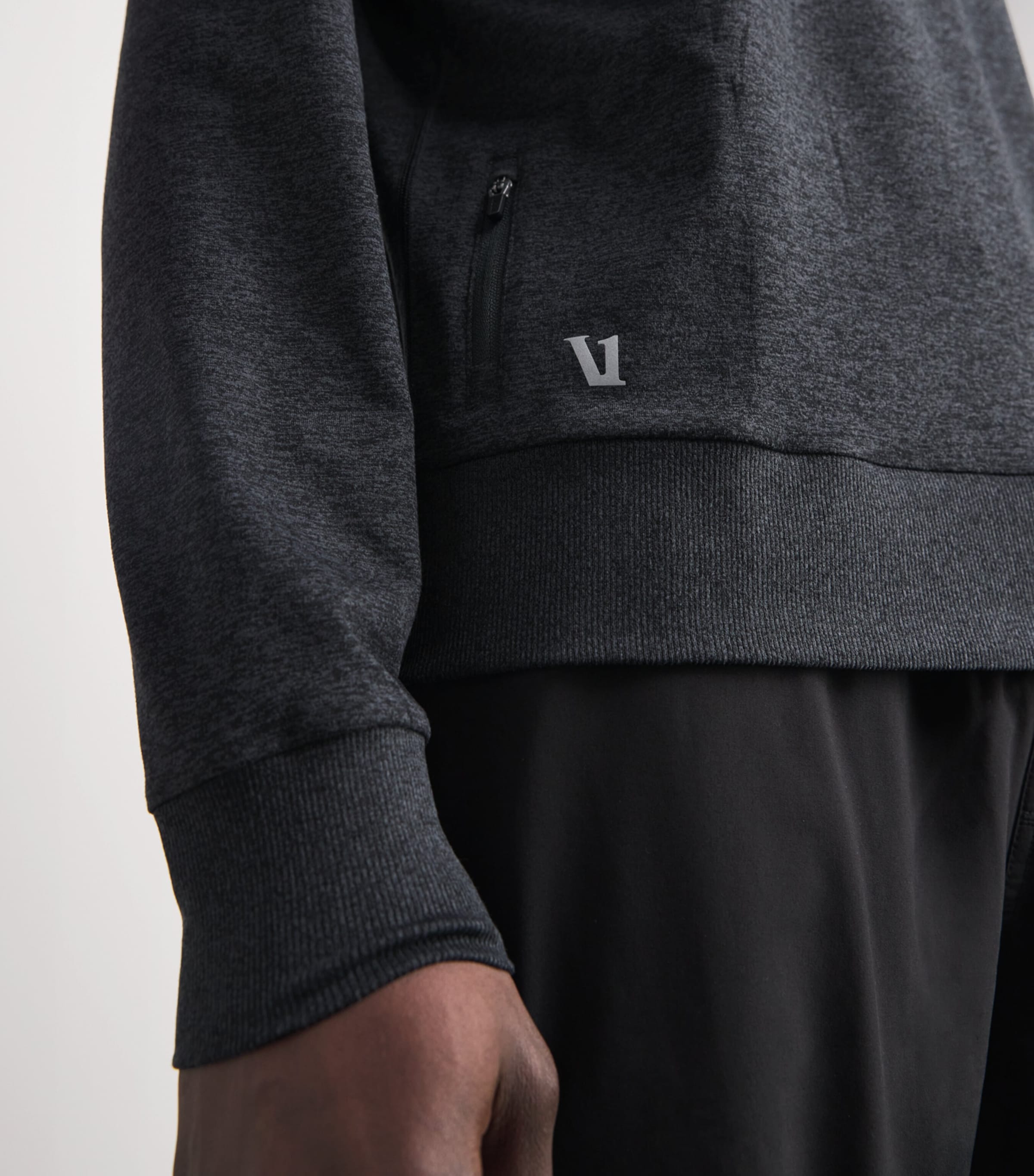 VUORI Mens Ponto Performance Sweatshirt Hcc/charcoal Heather Image 3