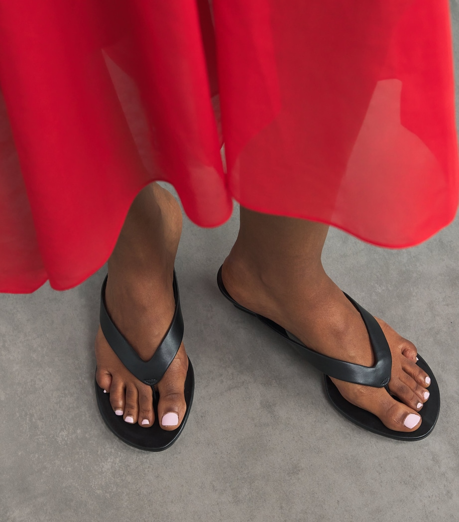 Leather Micro Wedge Sandals 40 BLACK Image 2