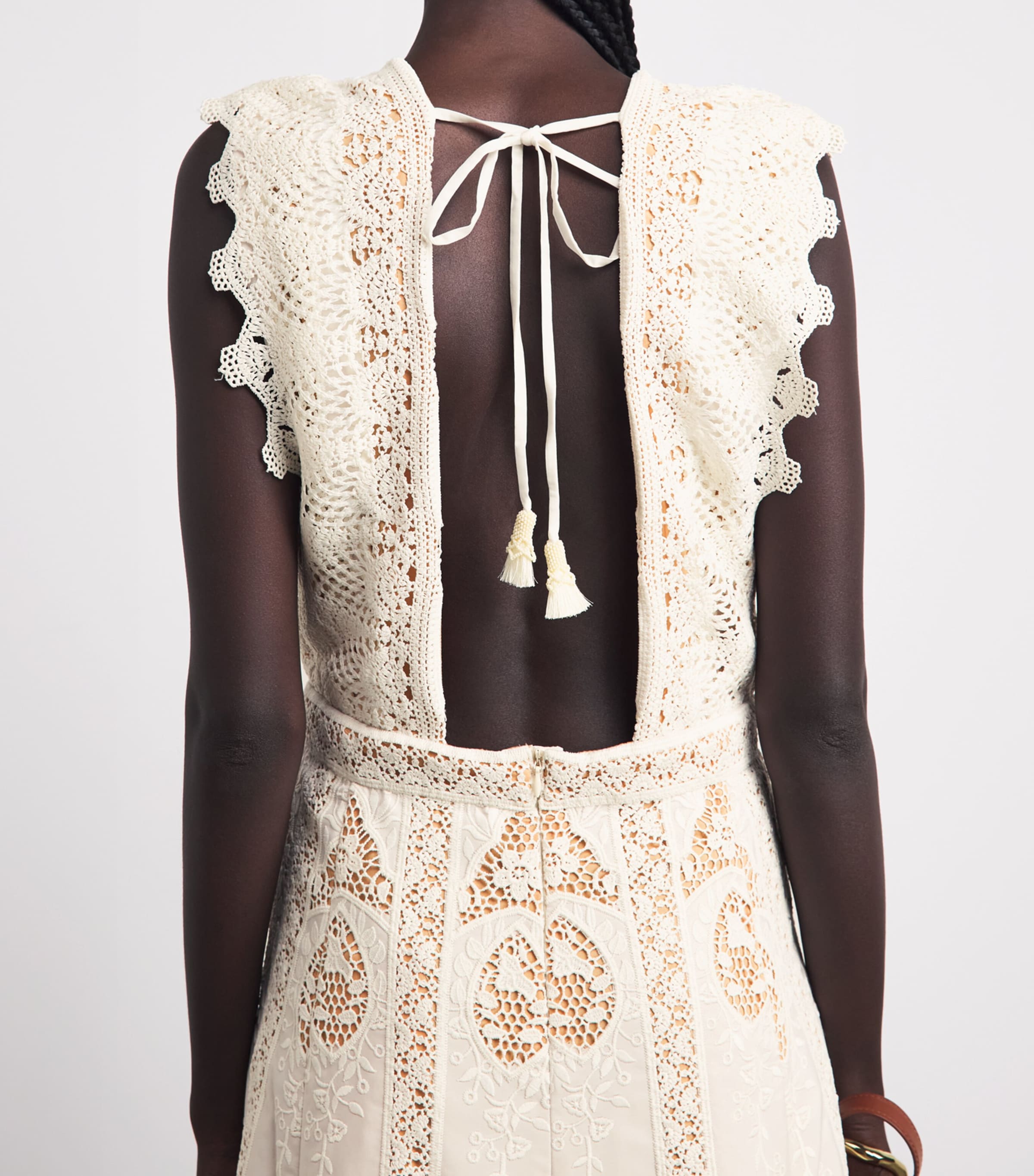 Johanna Ortiz Womens Crochet Grace in the Open Fields Maxi Dress Ecru Image 5