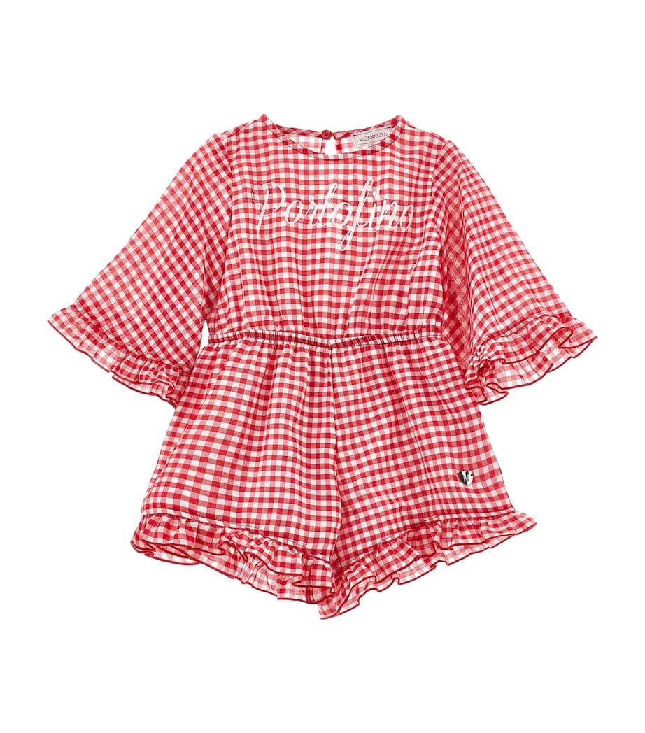 Cotton Gingham Portofino Playsuit (2-12 Years) ROSSO + BIANCO Image 1