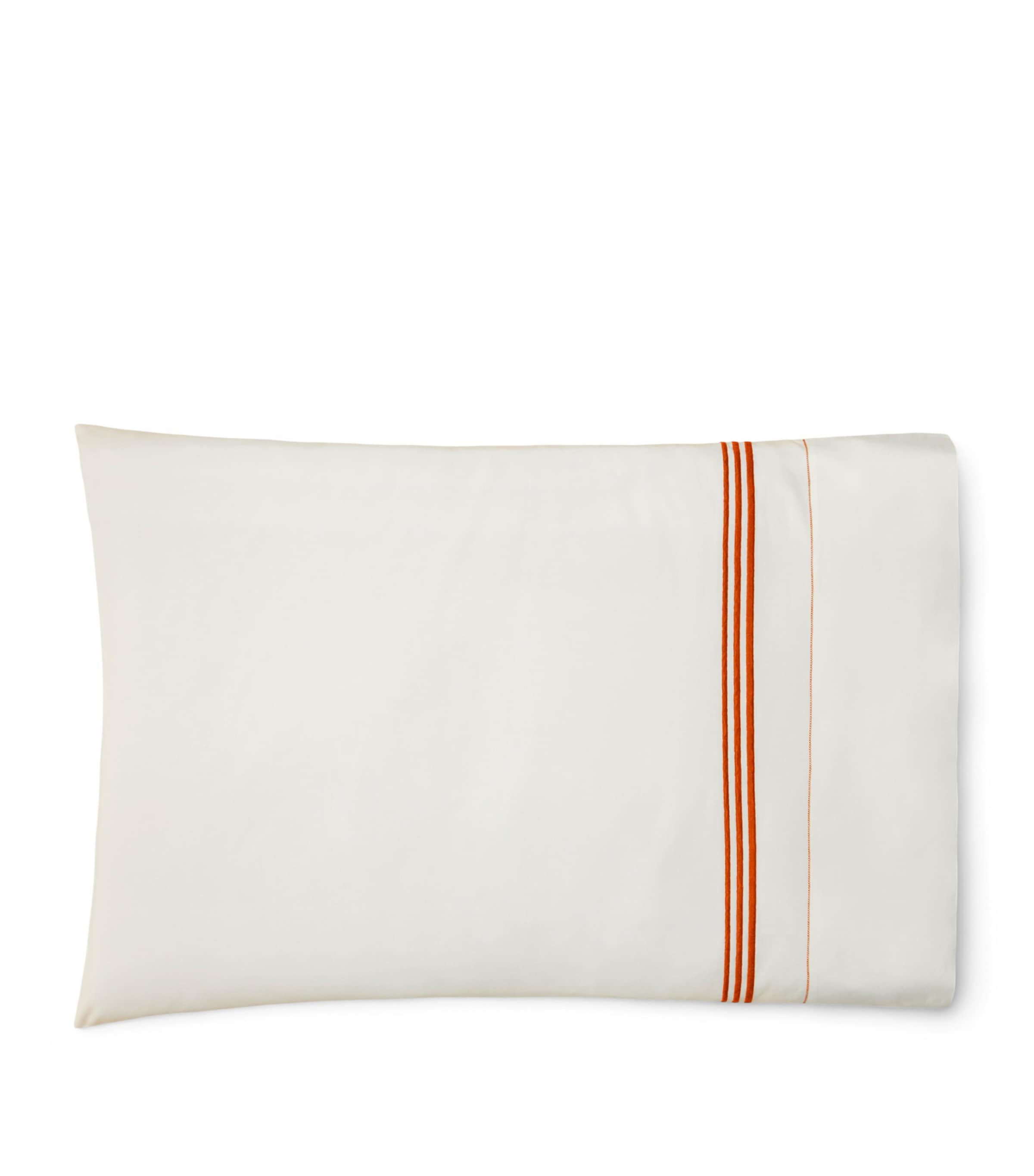 Pratesi Tre Righe King Pillowcase (50cm x 90cm) Ivory/orange Image 1