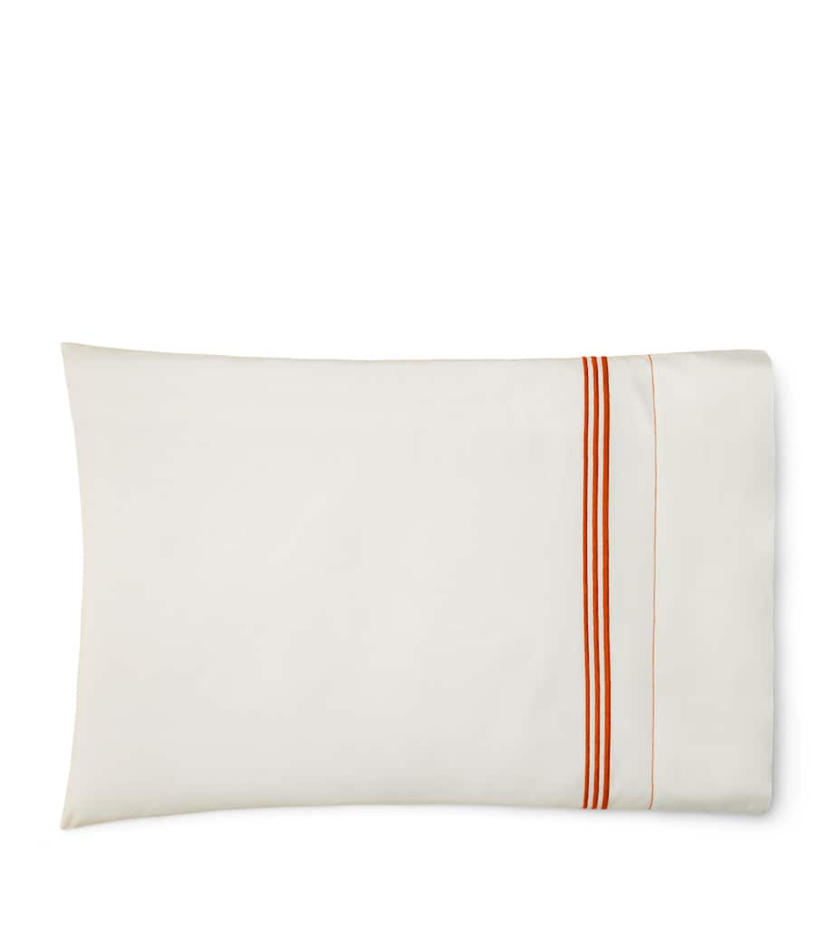 Pratesi Tre Righe King Pillowcase (50cm x 90cm) Ivory/orange Image 1