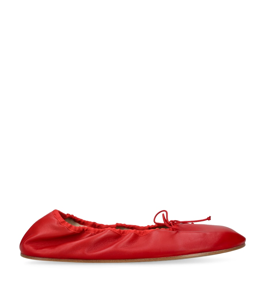 Nappa Leather Round Ballet Flats RED Image 1