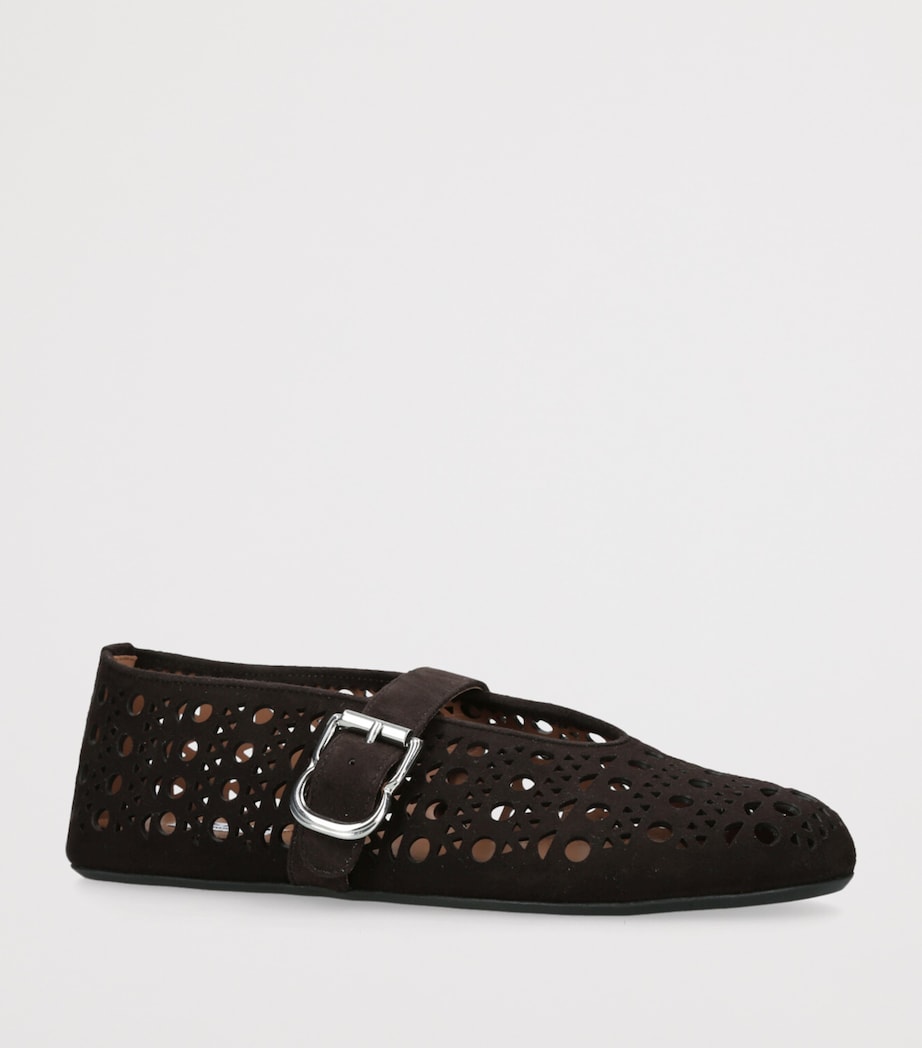 Suede Vienne Ballet Flats DARK BROWN Image 3