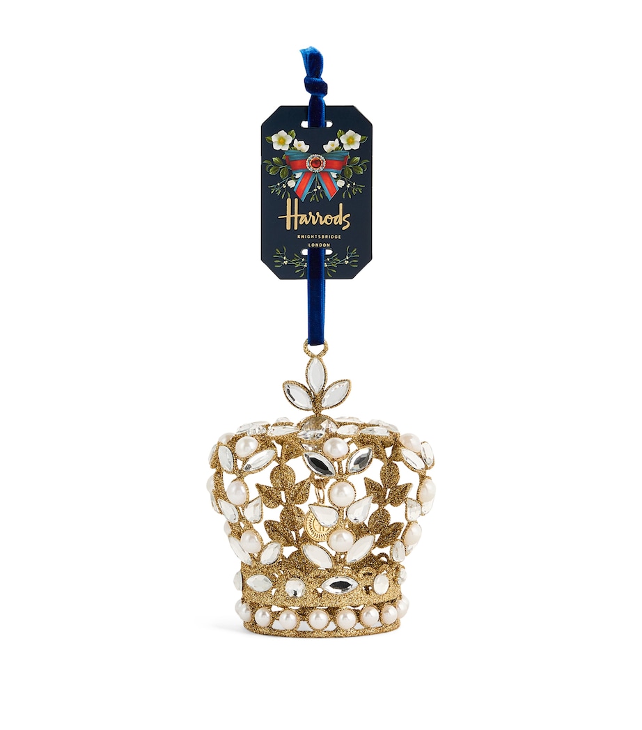 Harrods Embellished Crown Tree Decoration Gold Image 1