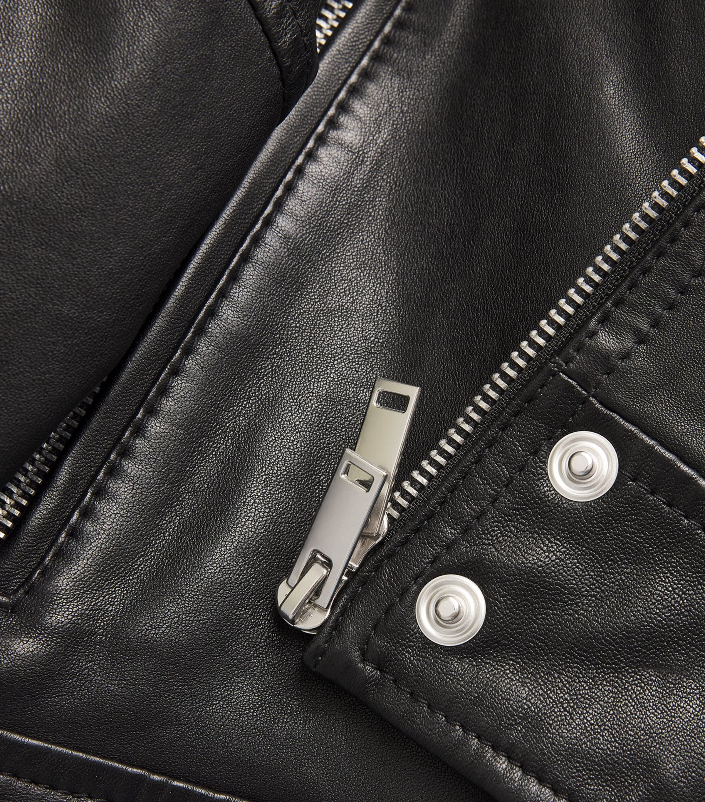 Leather Bomber Jacket BLACK Image 5