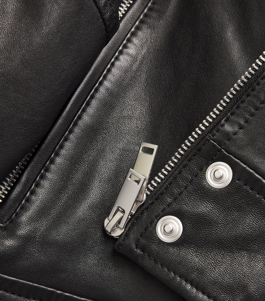 Leather Bomber Jacket BLACK Image 5