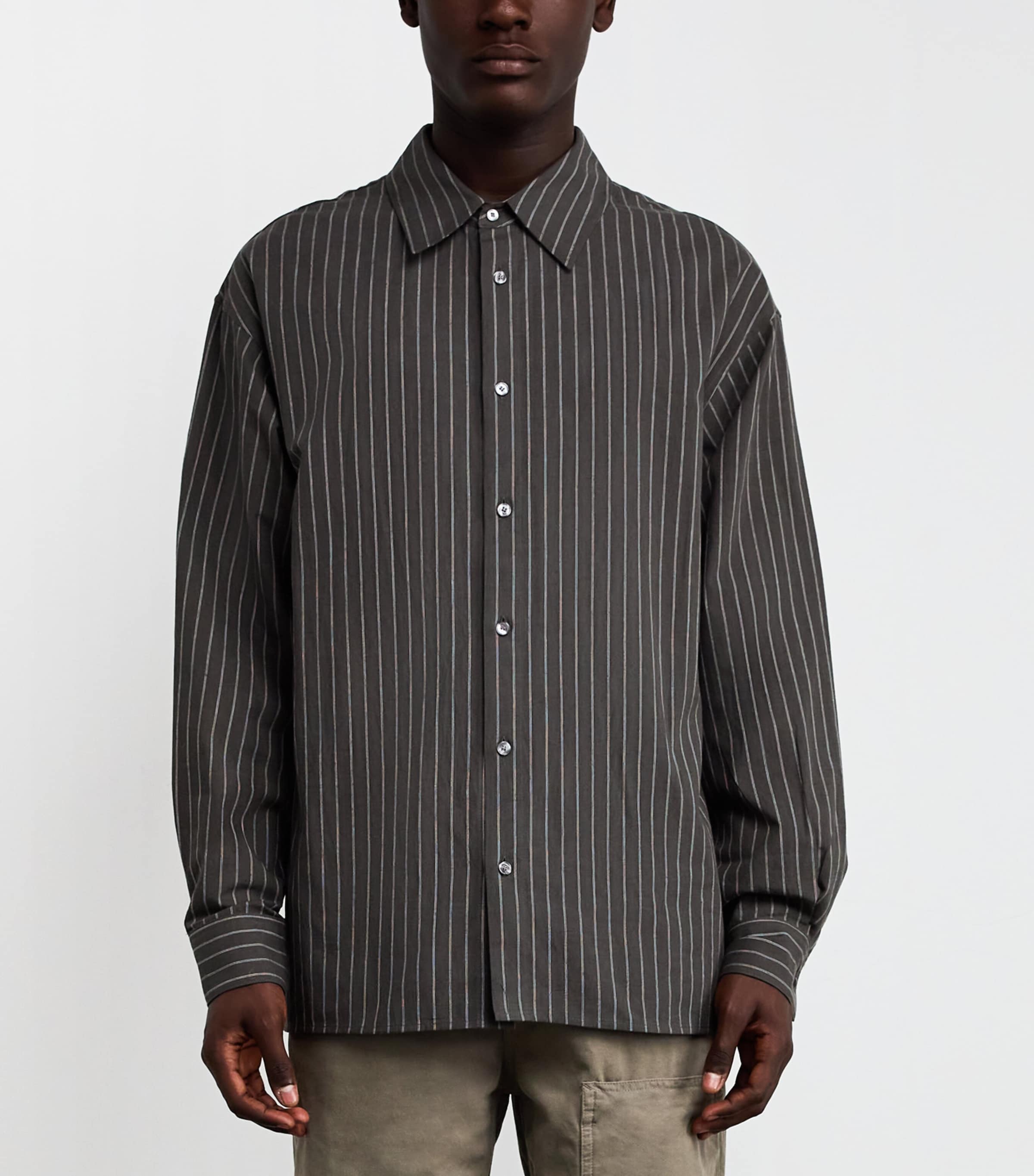 Stripe Oversized Shirt A4039-1850-BKTR Image 3