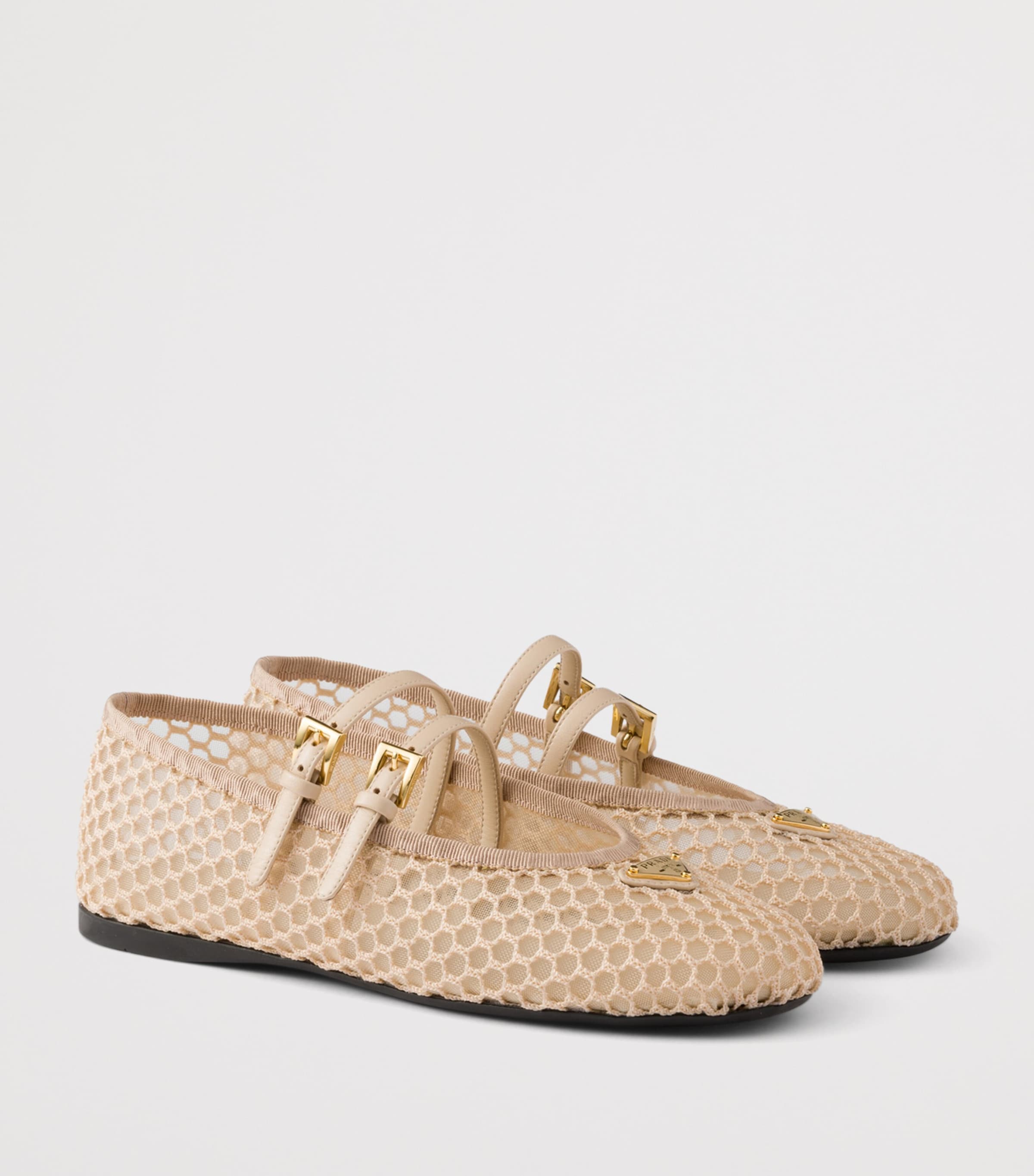Prada Mesh Triangle Ballet Flats Neutral Image 2