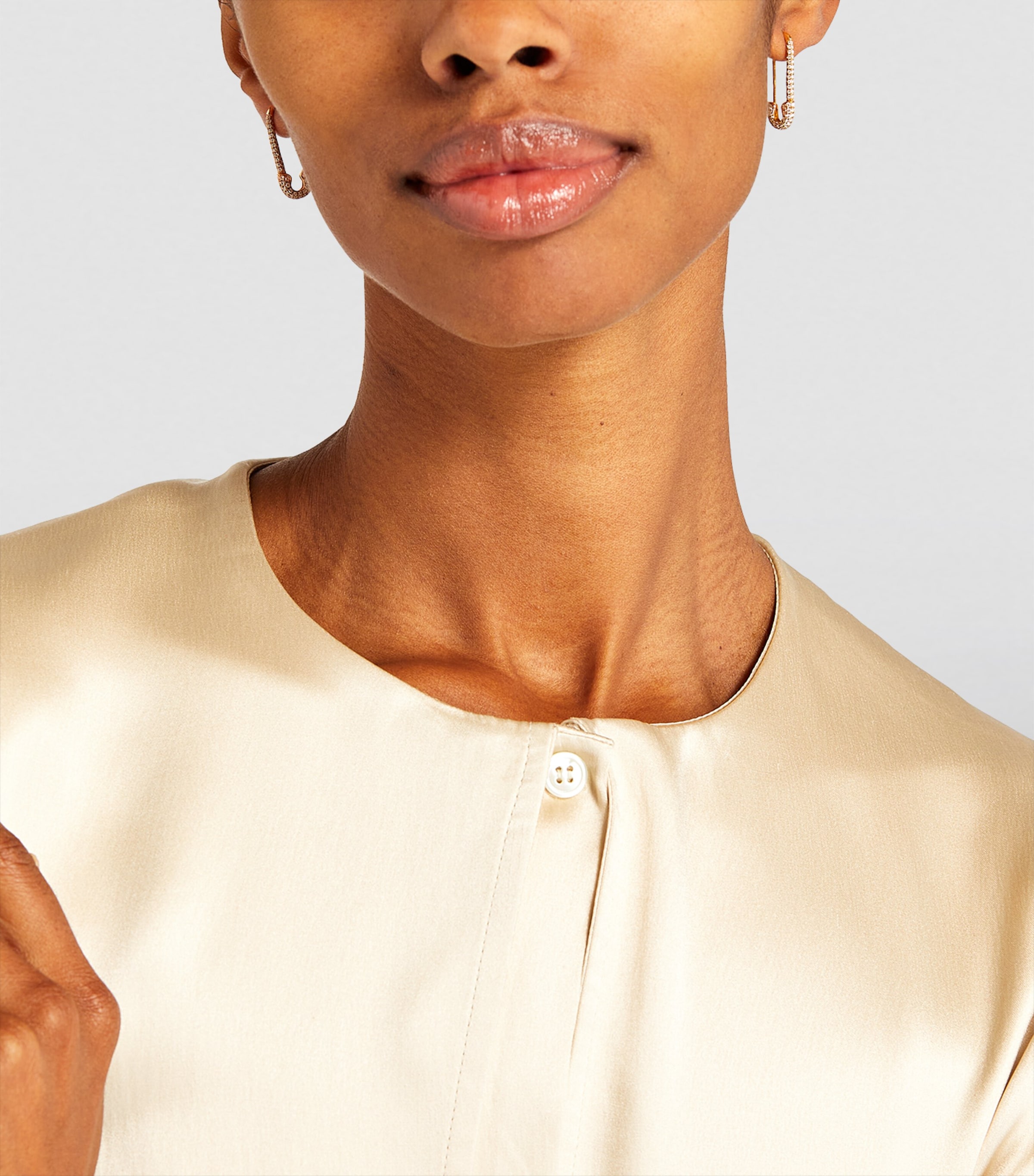 Yellow Gold and Diamond Safety Pin Single Left Earring YELLOW GOLD Image 3