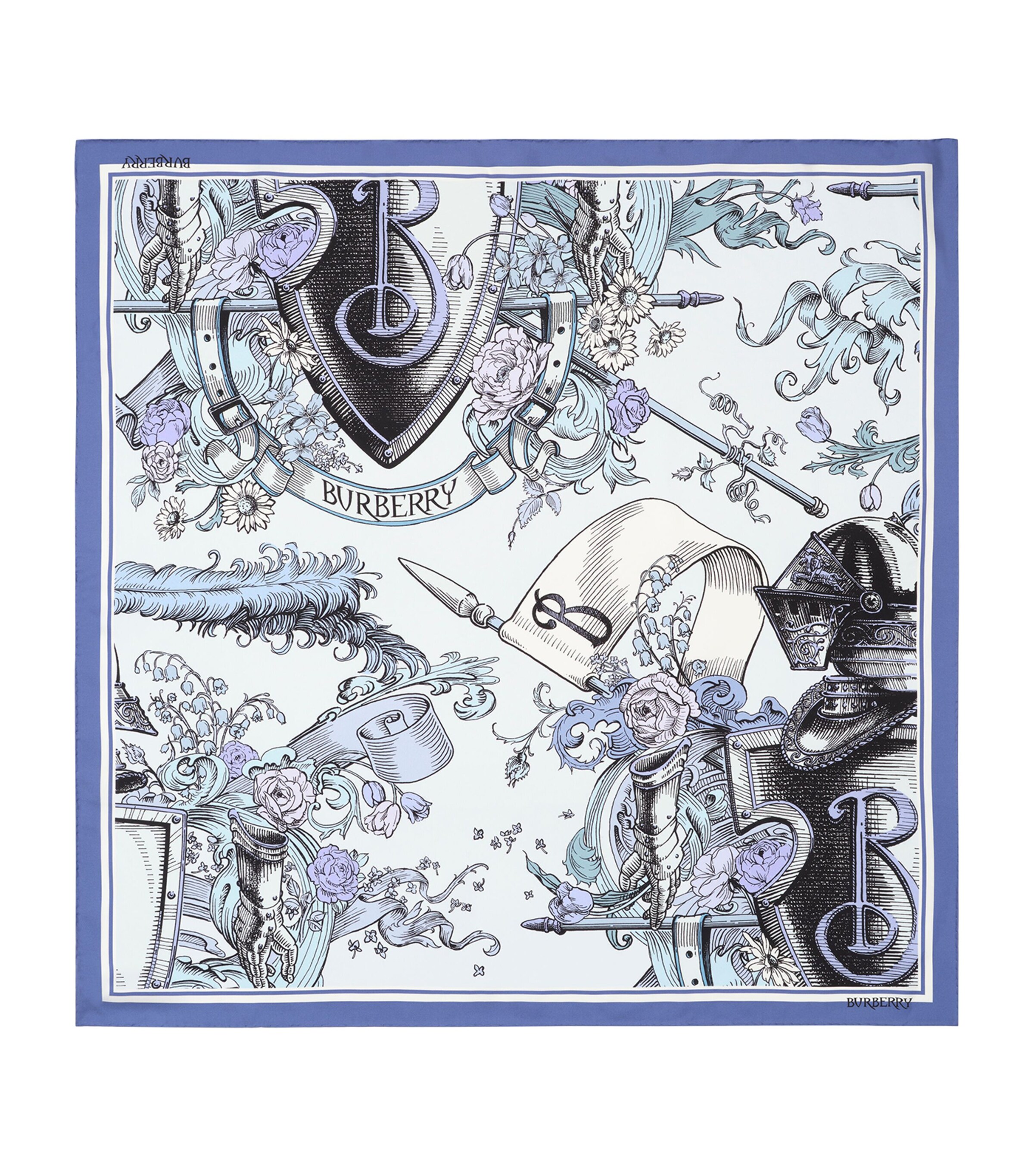 Burberry Silk Etched Knight Scarf Cornflower Blue Image 1