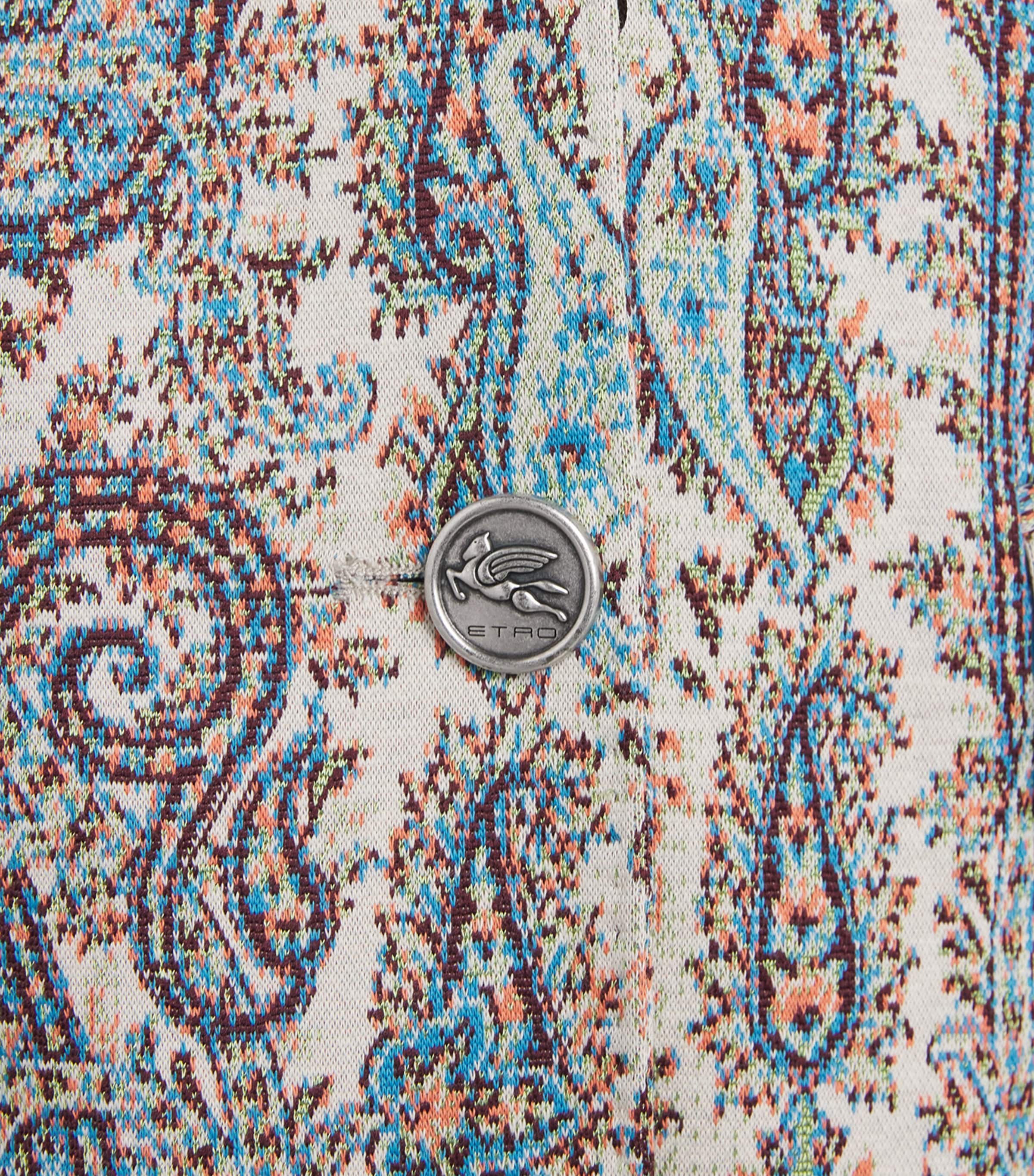 Etro Womens Knitted Paisley Single-Breasted Blazer Multi Blu Base Image 6