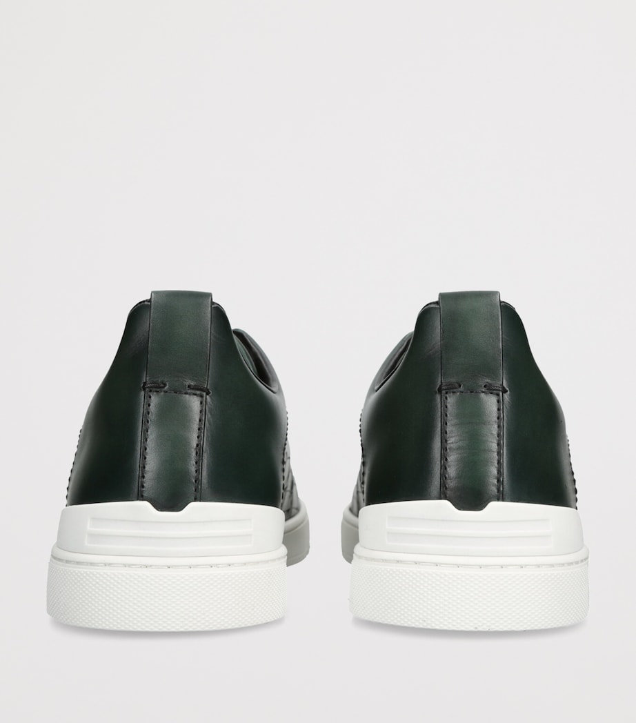 Crocodile Leather Triple Stitch Sneakers DARK GREEN Image 2